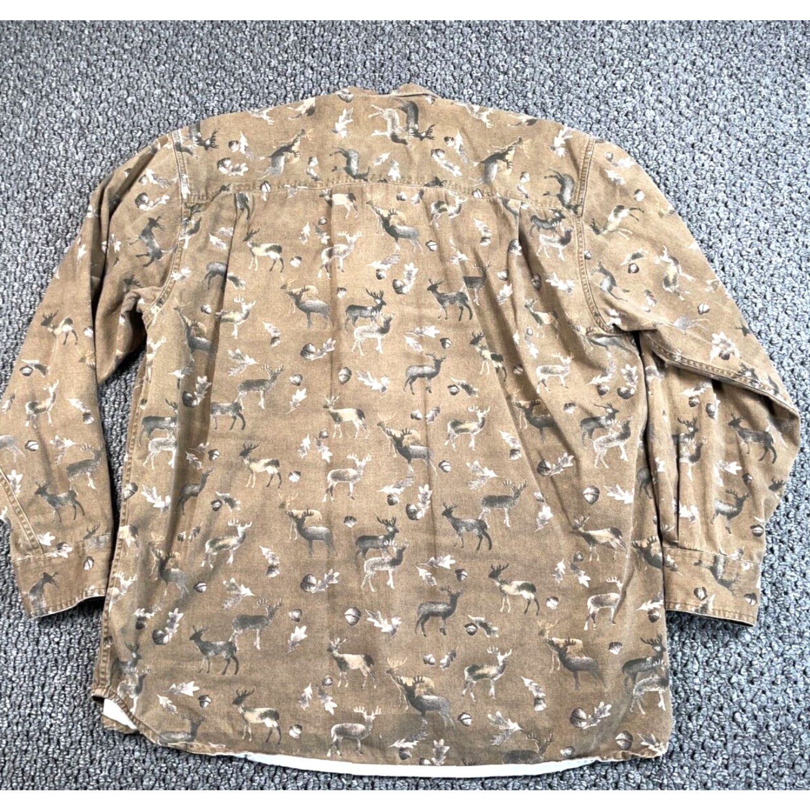 Vintage Cabela's Deer Print Button-Up Shirt Adult XL Tall Brown Long Sleeve Outdoor Nature Mens Size US XL / EU 56 / 4 - 2 Thumbnail