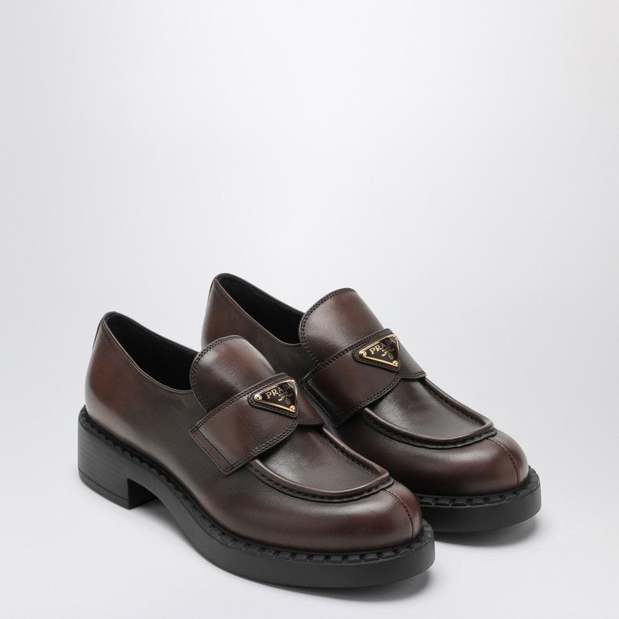Prada o1d2blof0924 Leather Moccasin in Dark Brown Size US 8 / IT 38 - 1 Thumbnail