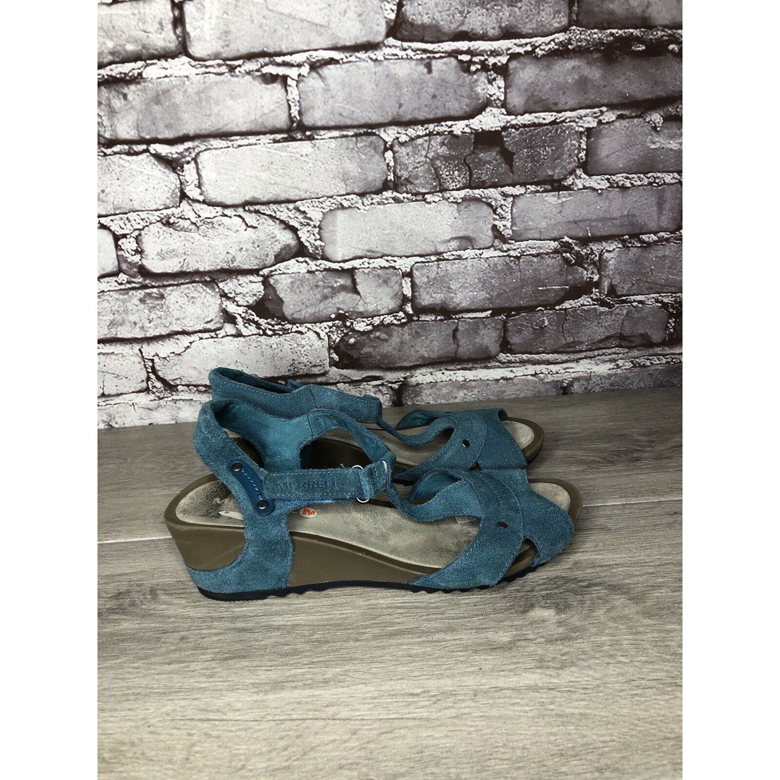 Merrell Merrell Revalli Dragonfly Blue Teal Leather Strappy Wedge Sa Size US 7 / IT 37 - 13 Thumbnail
