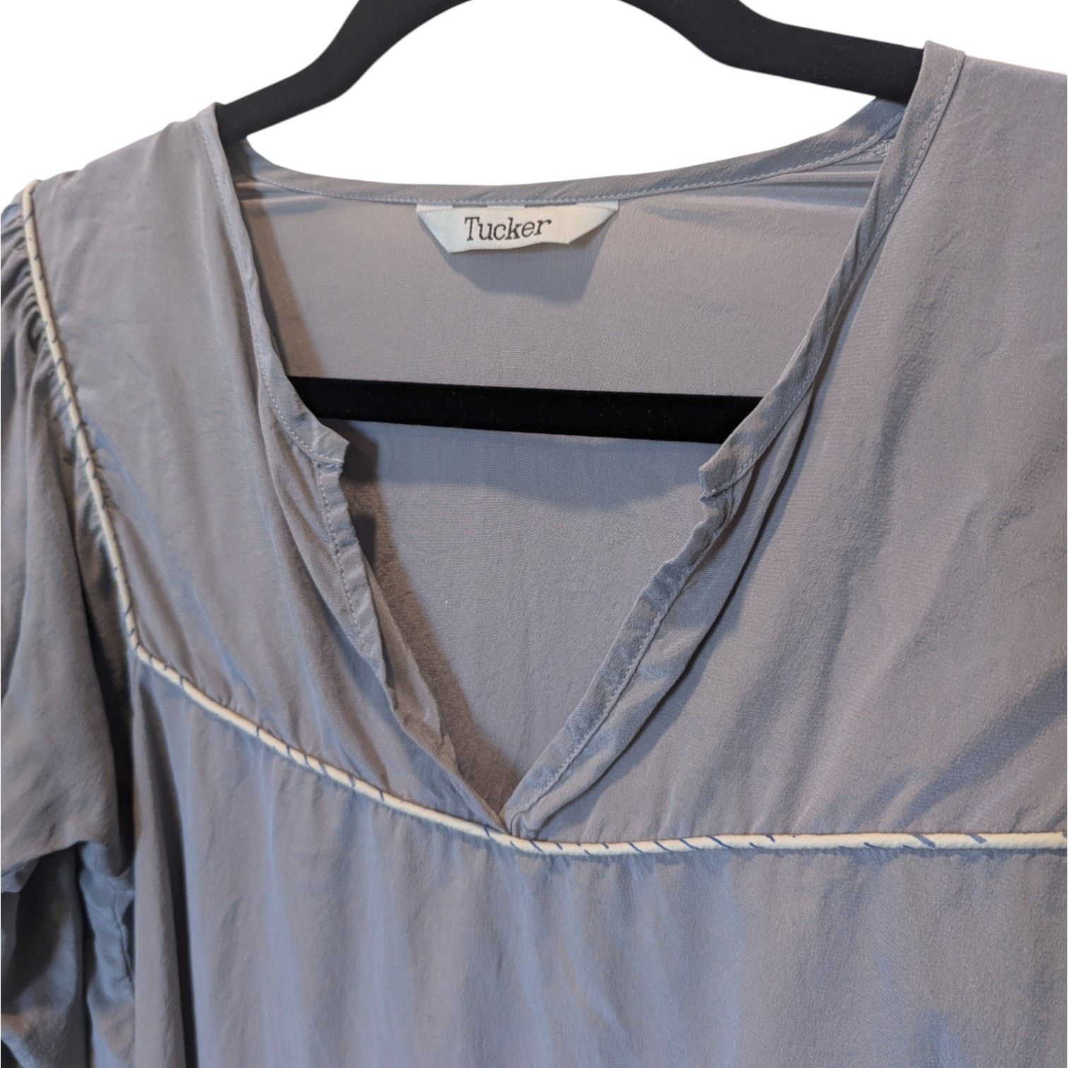 Other Tucker Grey Silk Peasant Balloon Sleeve Blouse Medium Size M / US 6-8 / IT 42-44 - 3 Thumbnail