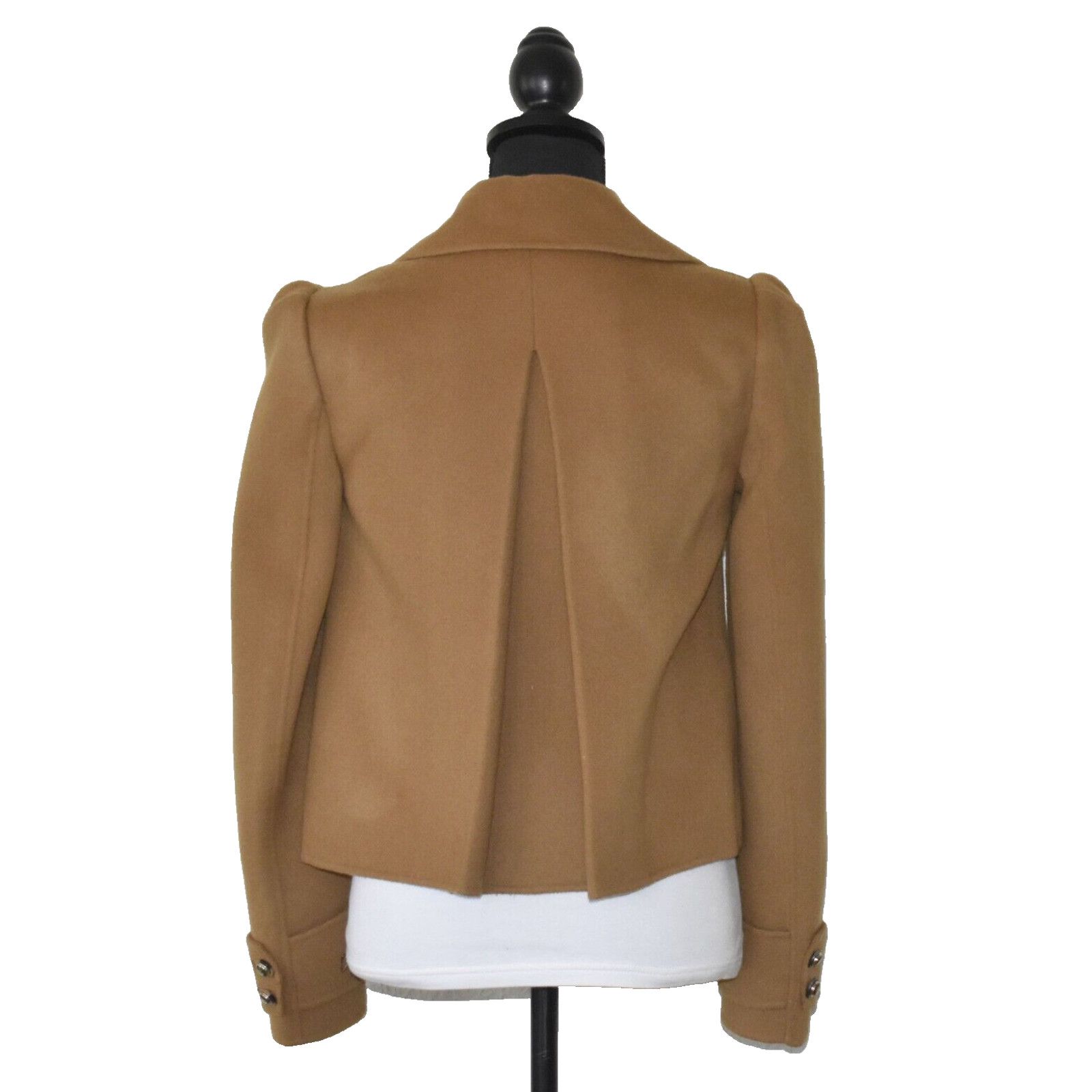 Veronica Beard VERONICA BEARD Camel Wool Double Breasted Crop Jacket Sz 0 Size XS / US 0-2 / IT 36-38 - 3 Thumbnail