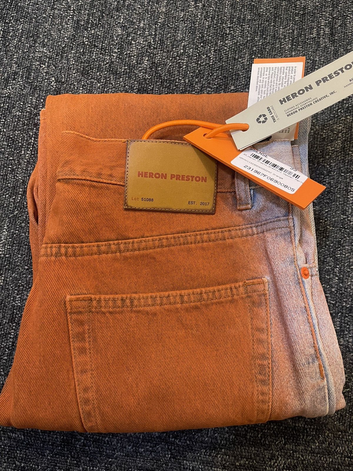 image of Heron Preston Orange Gradient Jeans, Men's (Size 33)