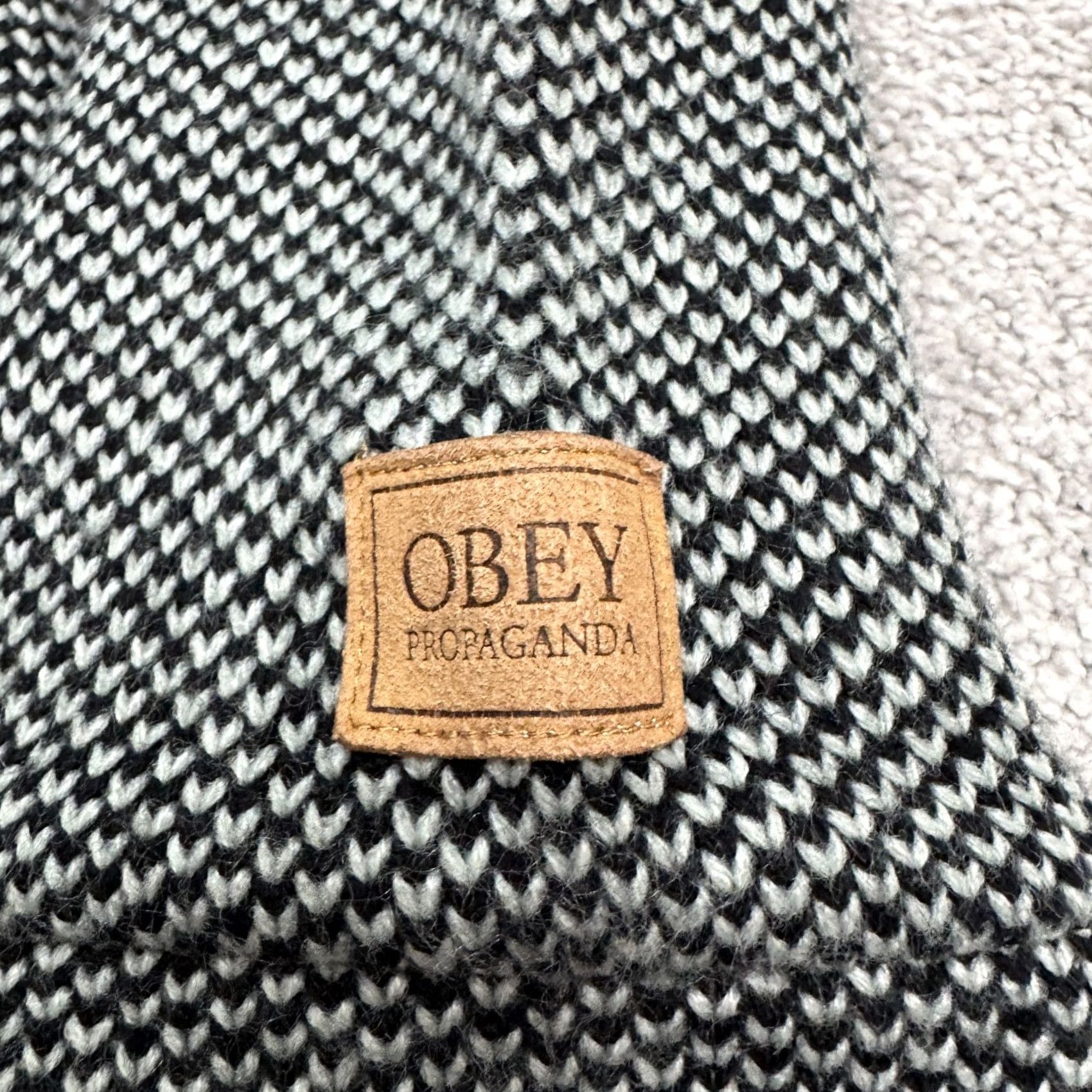 Obey OBEY Propaganda Coatigan Women's Medium Black White Knit Jacket Casual All Seasons Long Sleeve Button Down Size M / US 6-8 / IT 42-44 - 5 Thumbnail