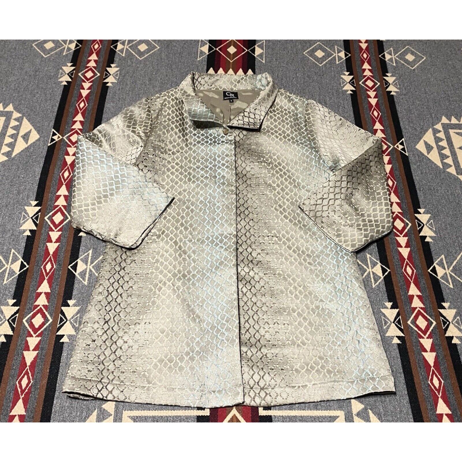 image of Vintage Connie Roberson Womens Topper Jacket Size S 100% Silk Made In Usa 1 Button T55 in White