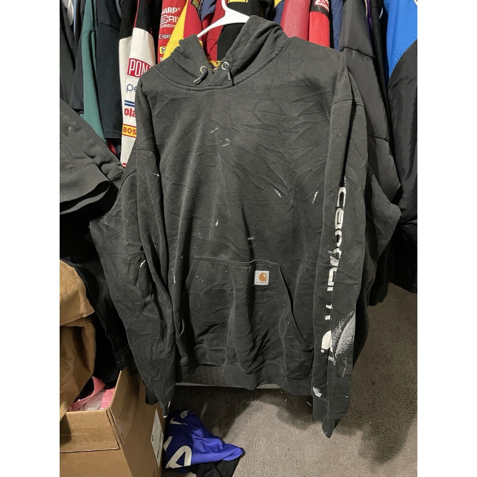 Carhartt Size 2XL-Carhartt Black Relaxed Fit Paint Splatter Hoodie Size US XXL / EU 58 / 5 - 1 Thumbnail