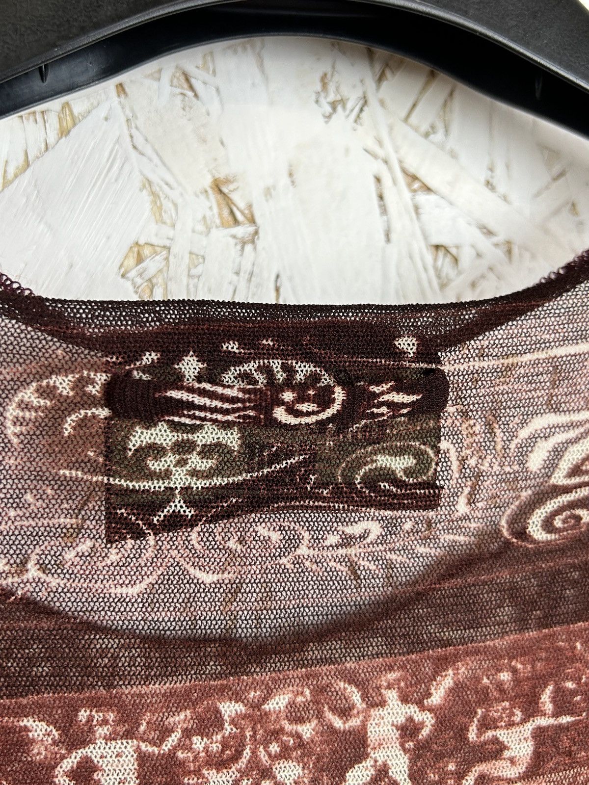 Jean Paul Gaultier Vintage Jean Paul Gaultier Tattoo Print Maille Mesh Top LS Size L / US 10 / IT 46 - 6 Thumbnail