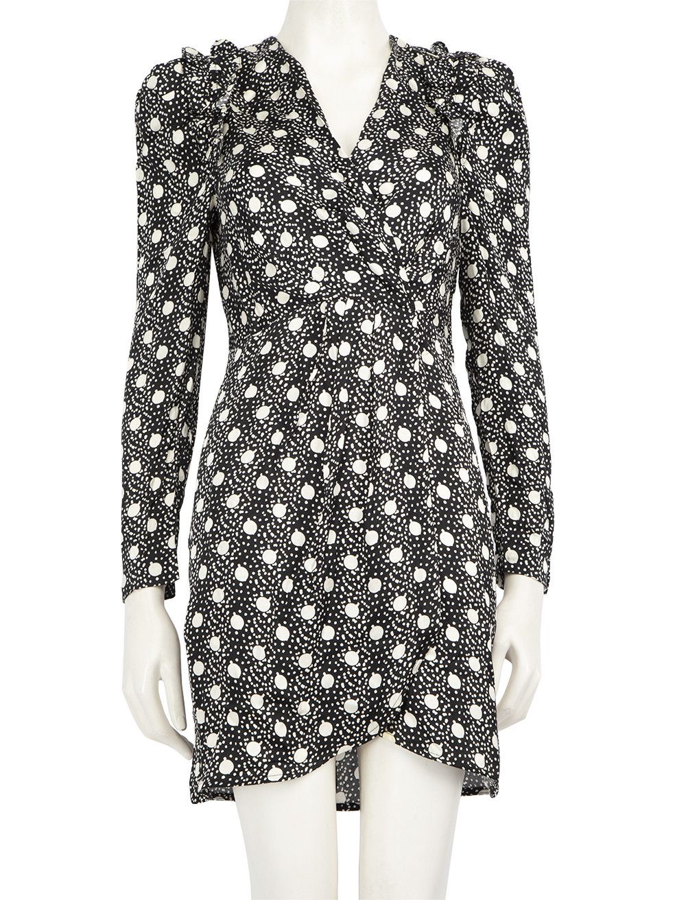 Black Polkadot Ruffle Trim Dress