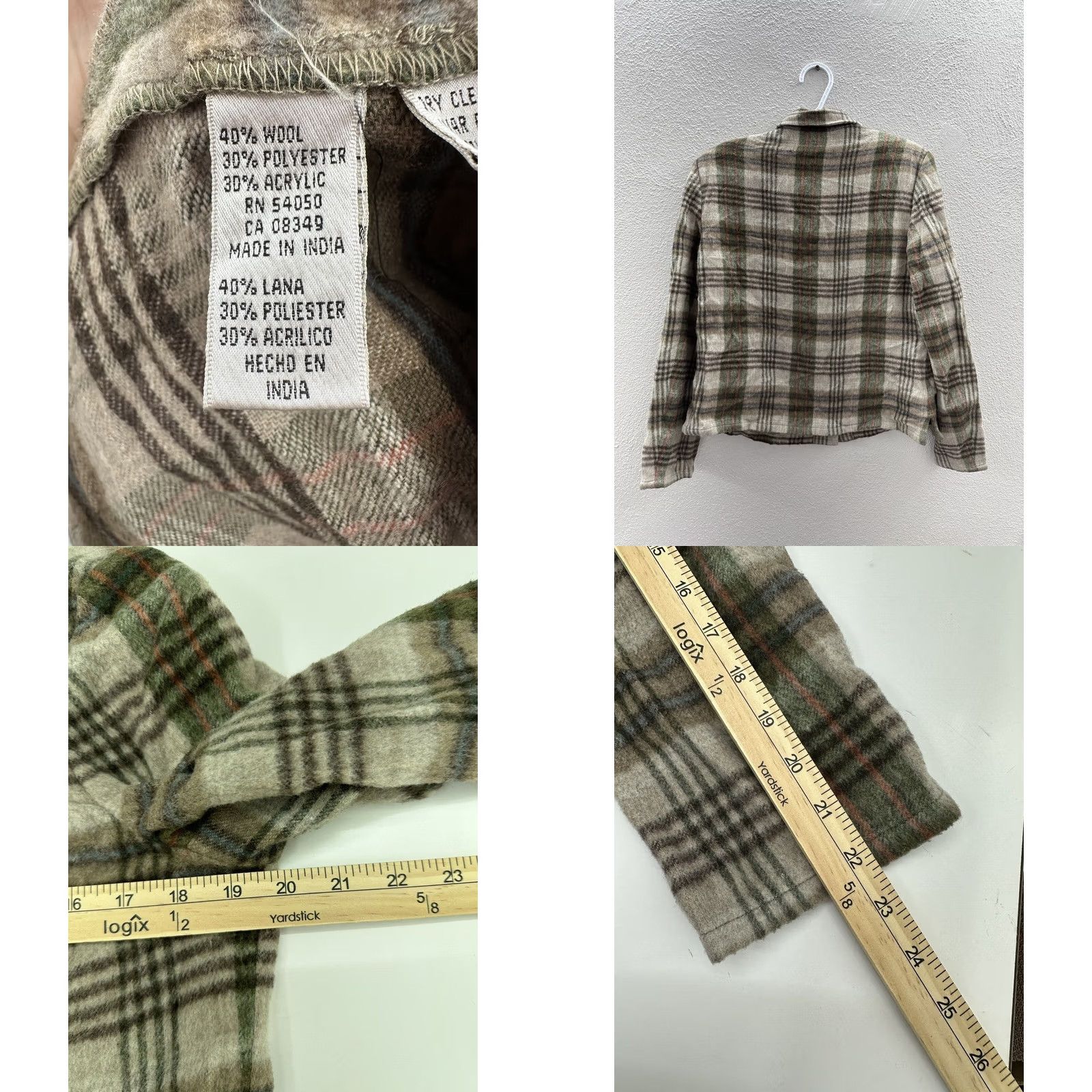 Evan Picone Womens Evan-Picone Button-Up Flannel Green Plaid Long Sleeve Size 10 Regular Shirt Womens, Casual, Travel, Fall, Winter, Spring Size L / US 10 / IT 46 - 8 Thumbnail