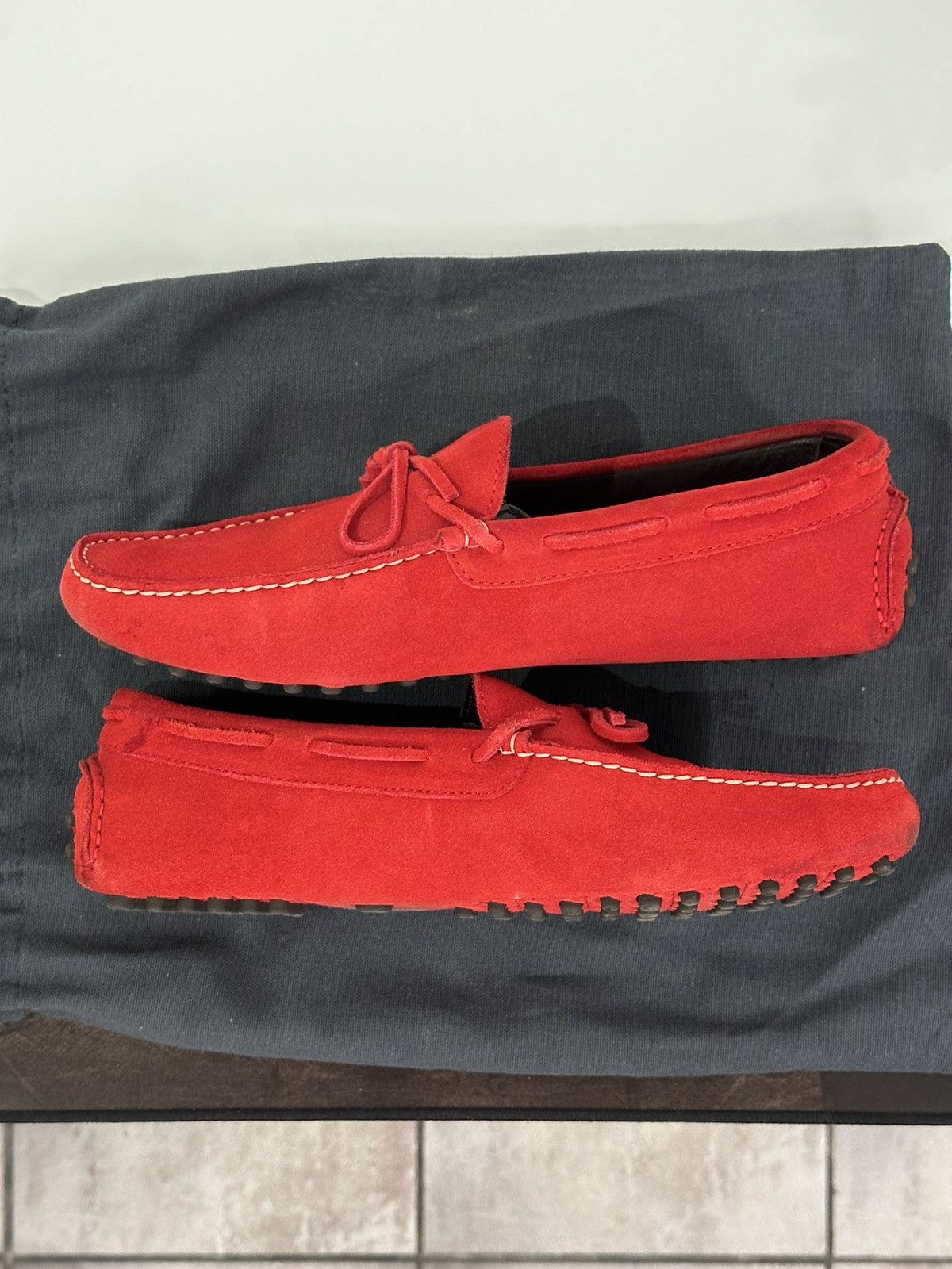 Carolina Herrera Red Suede Mocasines Size US 11.5 / EU 44-45 - 8 Thumbnail