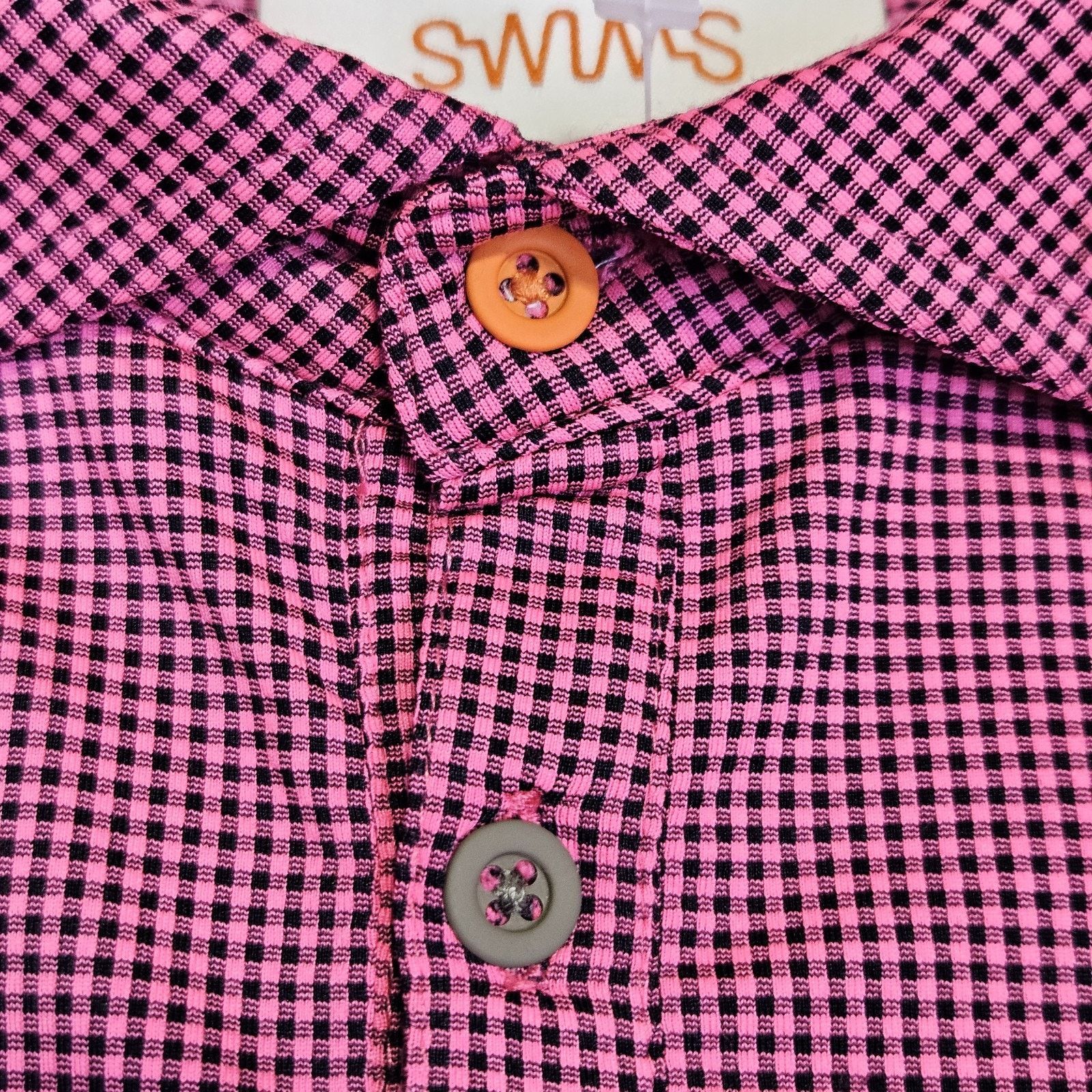 Swims SWIMS Crewart Polo Shirt Pink Micro Check Performance Golf Size US XXL / EU 58 / 5 - 6 Thumbnail