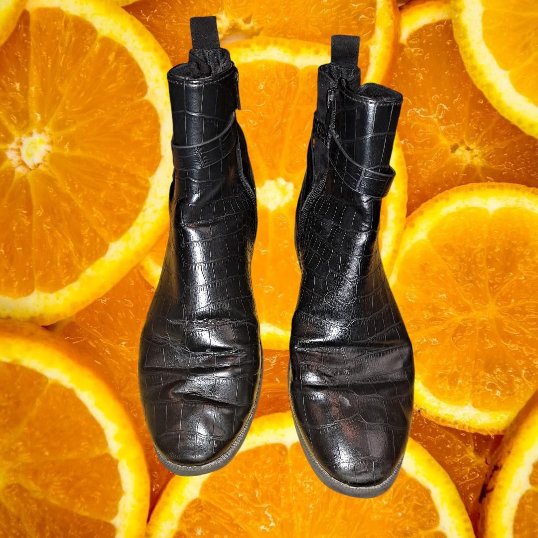 Other H&B Black Black Crocadie Print Ankle Boots with Zippers Size Size US 7.5 / IT 37.5 - 2 Thumbnail