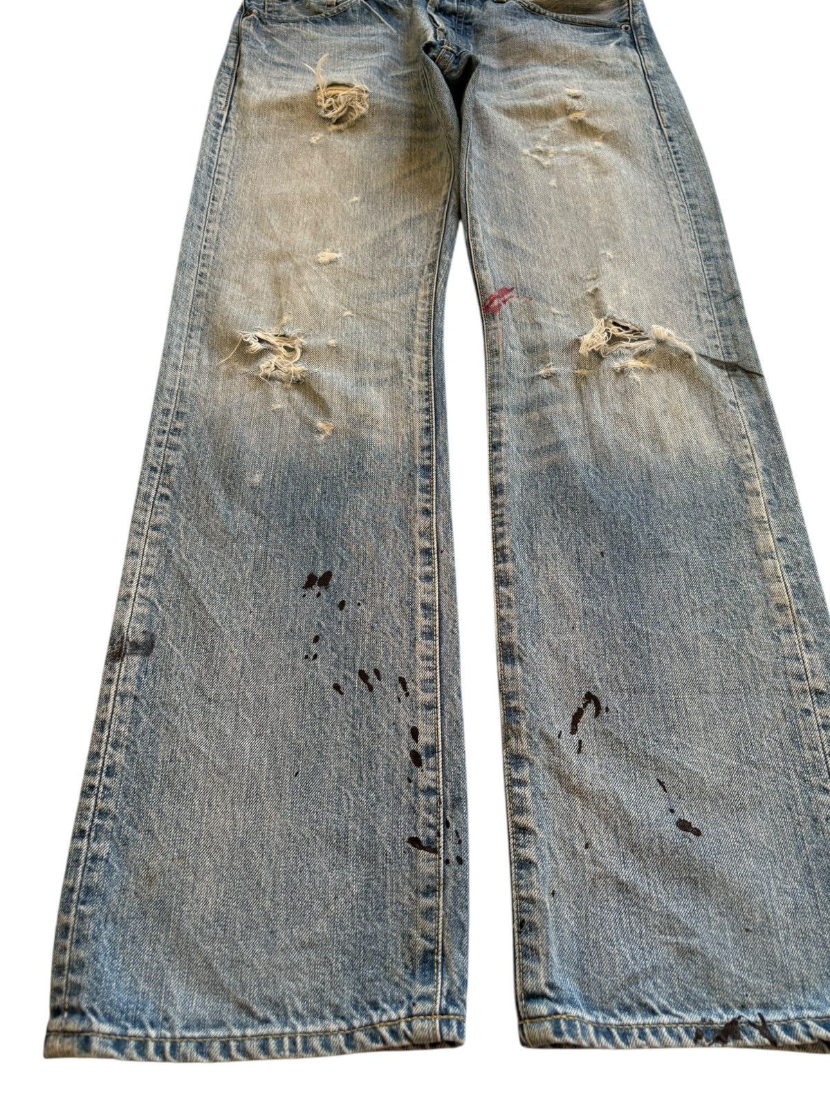 Japanese Brand × Uniqlo Vintage Uniqlo Button Fly Painted Mud Wash Distressed Jeans Size US 31 - 6 Thumbnail