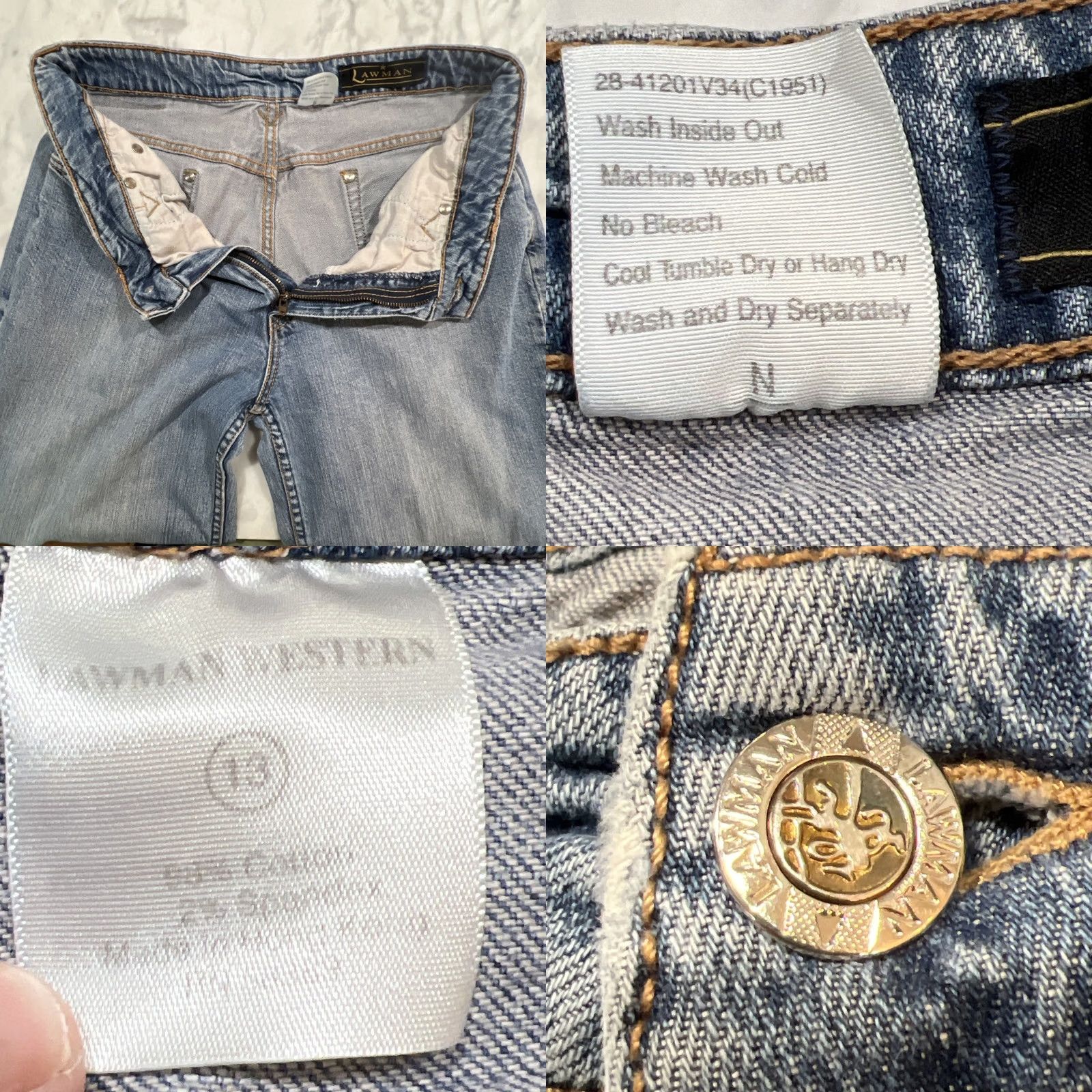 Bell VINTAGE 90’s Lawman Western Jeans Women 13 Bell Bottom Embellished Faded Stretch Jeans Western Girls Womens Size 34" / US 12 / IT 48 - 10 Thumbnail
