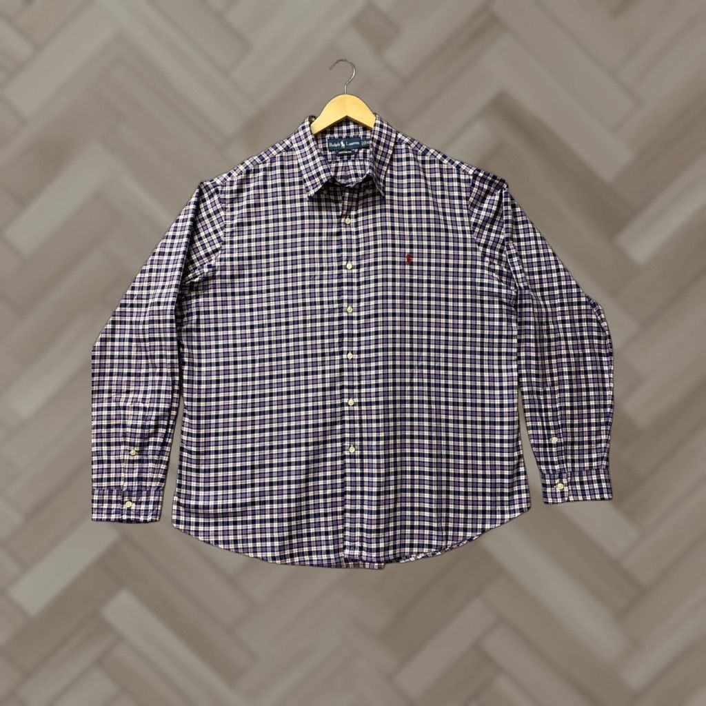 Polo Ralph Lauren VINTAGE Polo Ralph Lauren Men’s Custom Fit Long Sleeve Button-Down Shirt XXL Plaid Brown Men Size US XXL / EU 58 / 5 - 1 Thumbnail
