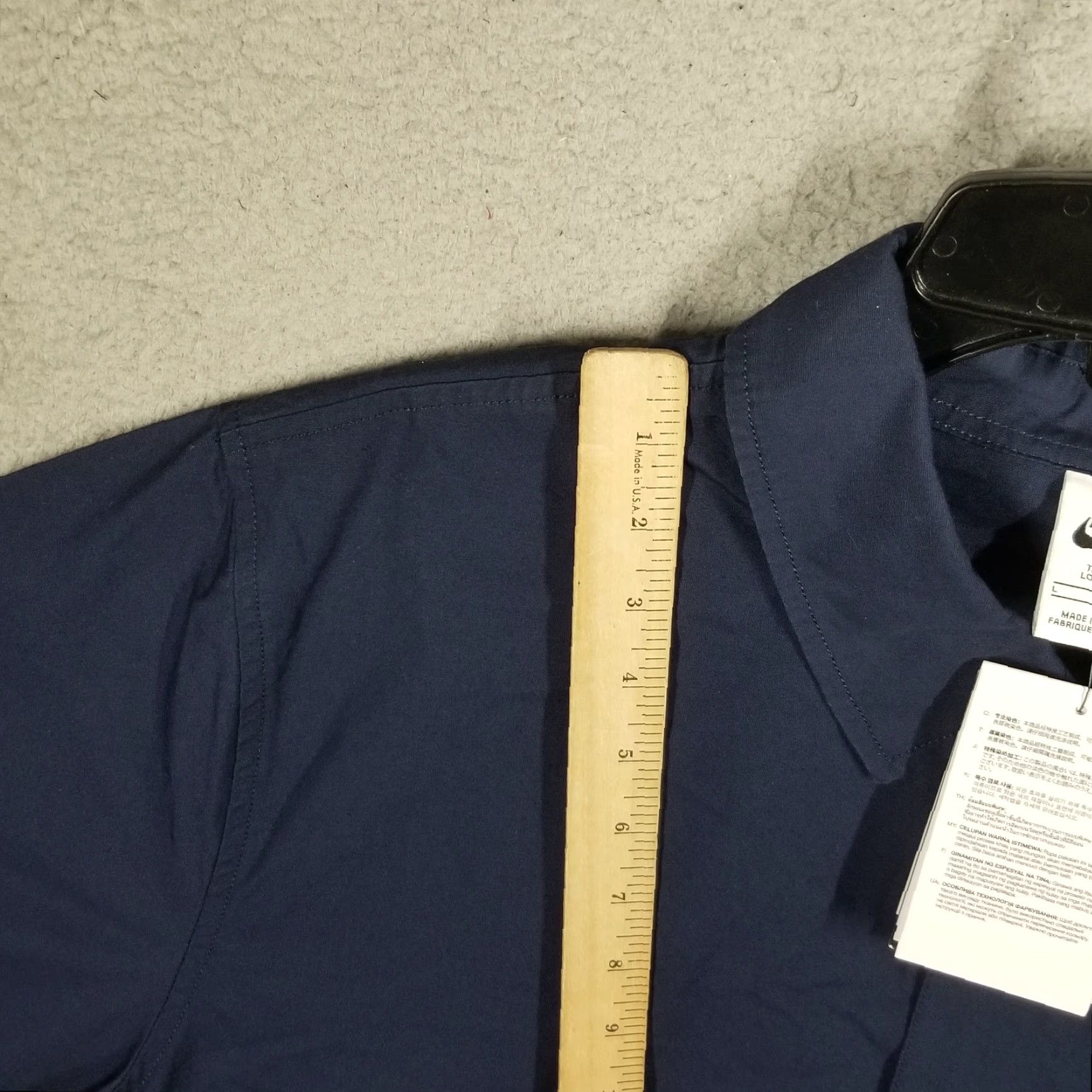 Nike Nike Men’s Short Sleeve Button-Down Shirt Large Tall Casual Navy Blue Cotton Swoosh Size US L / EU 52-54 / 3 - 6 Thumbnail
