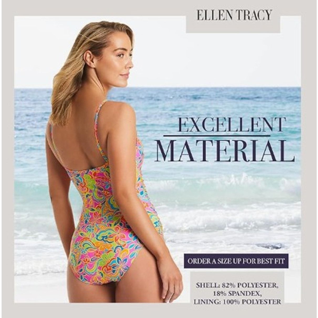 Ellen Tracy ELLEN TRACY One Piece High Neck Swimsuit with Size 8 Size ONE SIZE - 3 Thumbnail