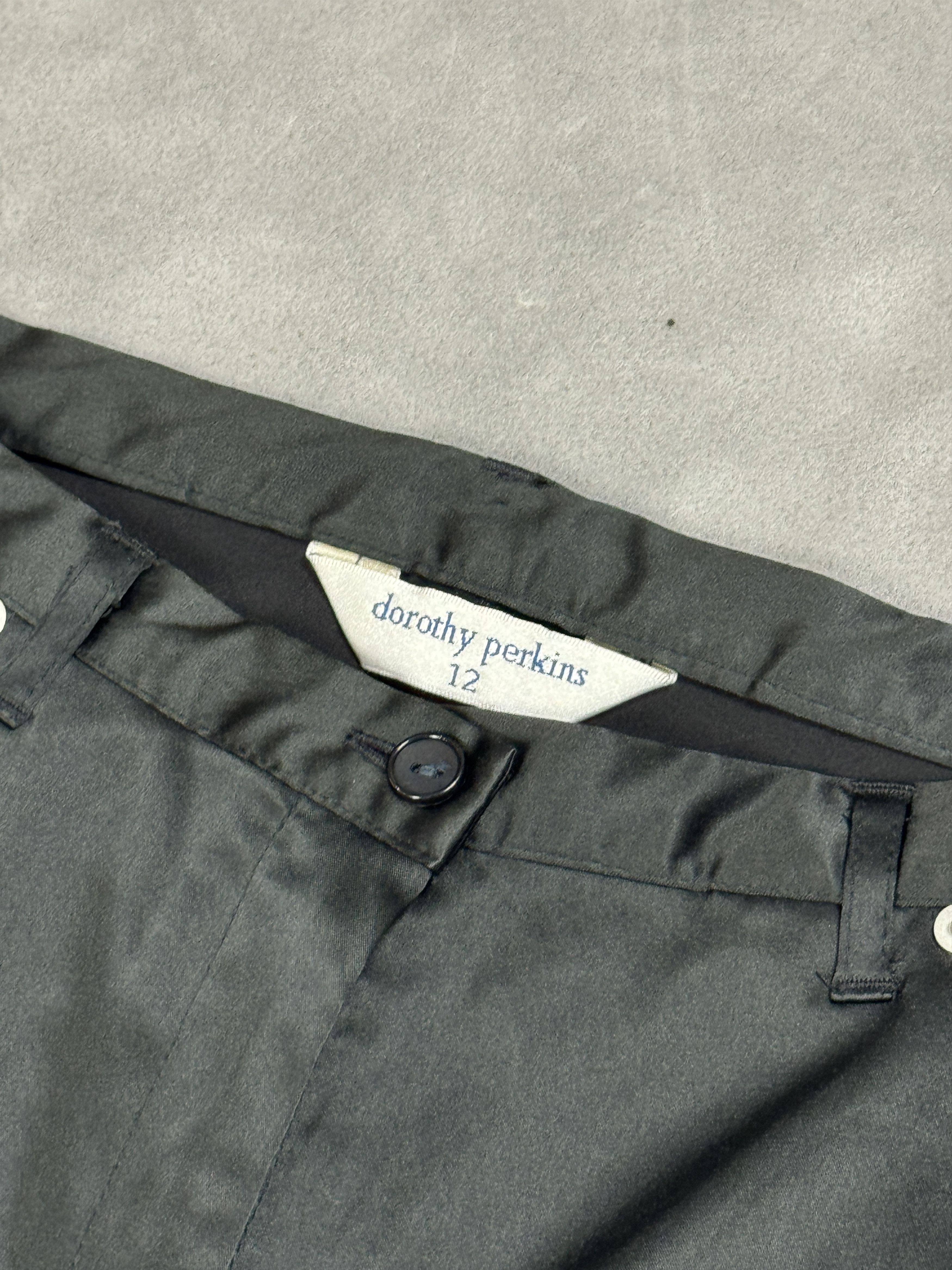 Vintage Dorothy Perkins Black Satin Loose Fit Pants Y2K (S) 90s 80s Size 30" / US 8 / IT 44 - 4 Thumbnail