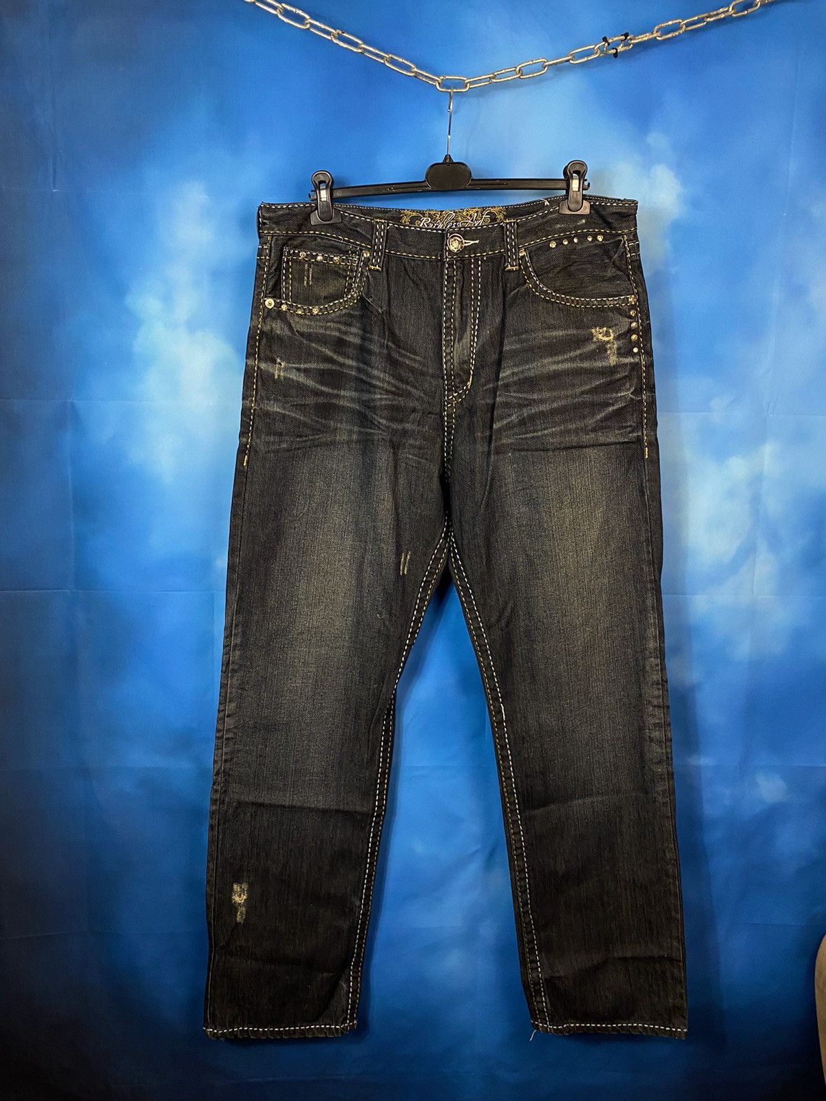 Japanese Brand × Vintage Ruthless Art sk8 rap baggy pants y2k Ed Hardy style Size US 38 / EU 54 - 7 Thumbnail