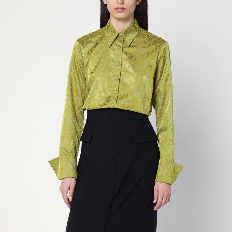 Dries Van Noten Green Shirt With Baroque Pattern