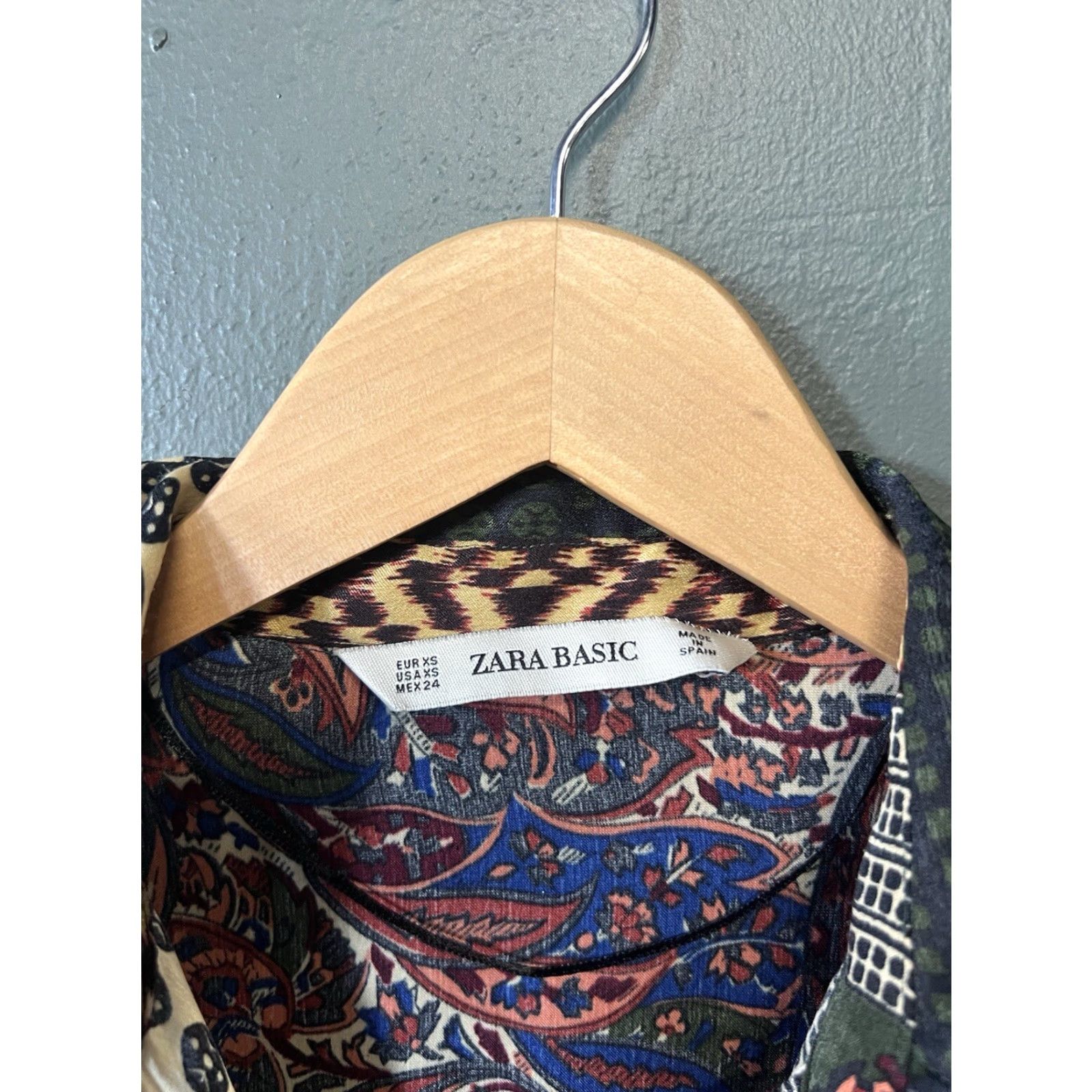 Zara Zare Womens Multicolor Paisley Print Patchwork Long Sleeve Button-Up sz Small Size S / US 4 / IT 40 - 3 Thumbnail