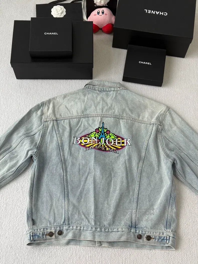 Balenciaga Balenciaga Eiffel Tower Embroidered Denim Jacket Size XS / US 0-2 / IT 36-38 - 2 Thumbnail