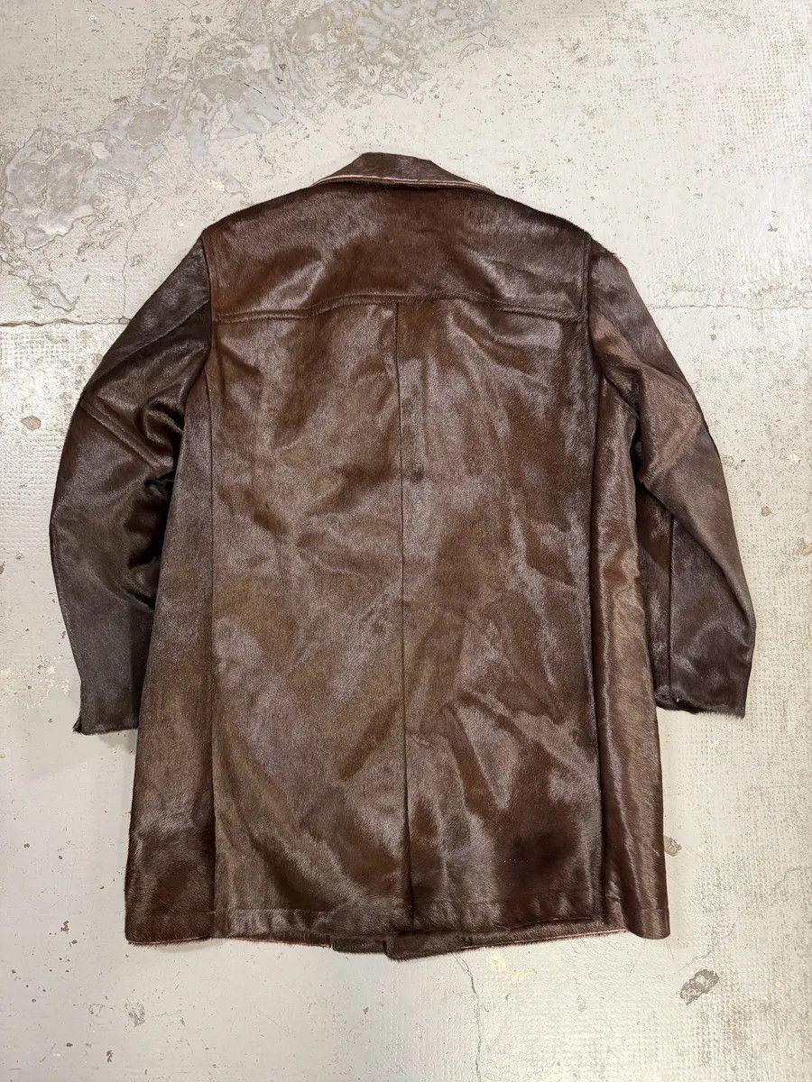 Vintage 1990s Archive Brown Pony Hair Leather Long Coat Size US M / EU 48-50 / 2 - 2 Thumbnail