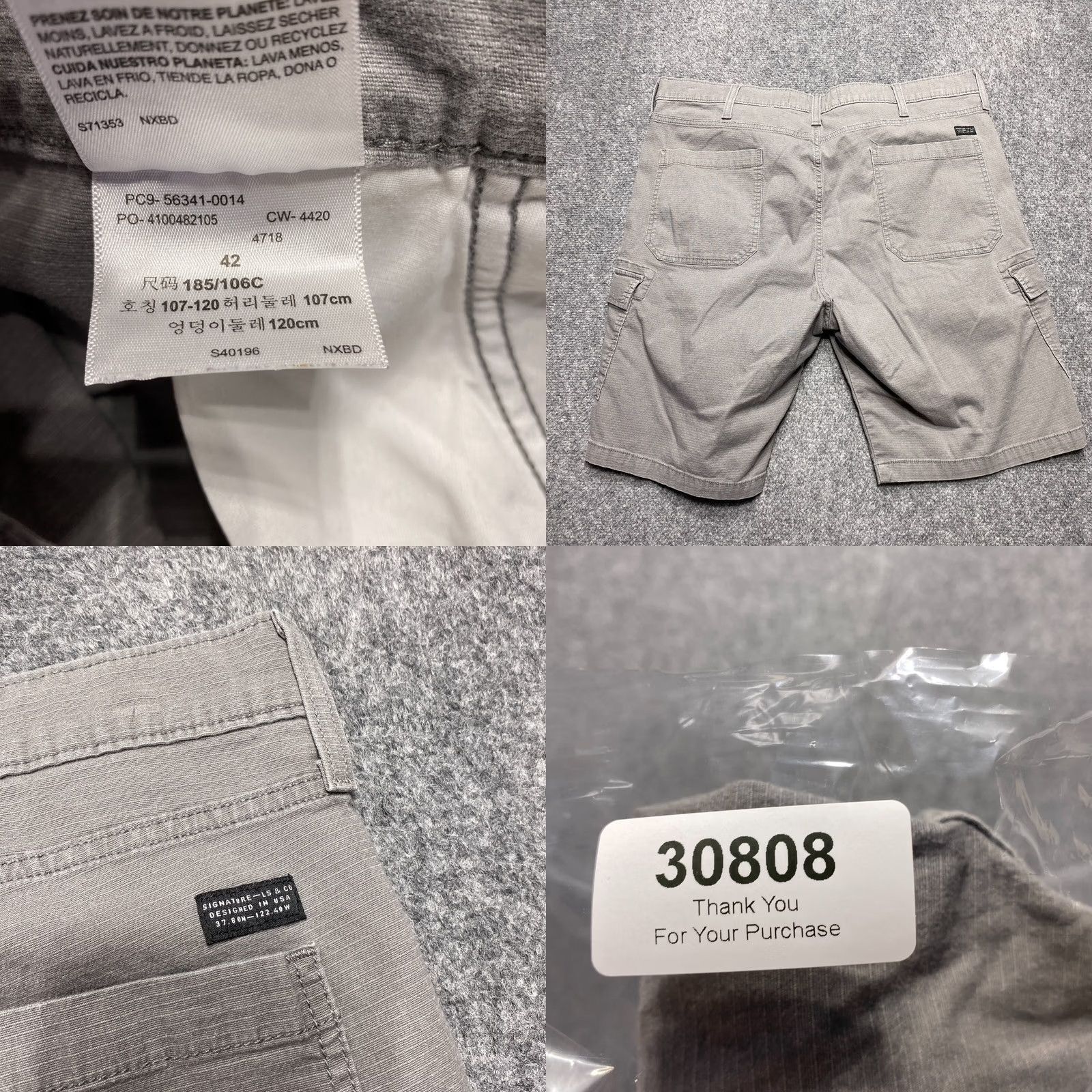 Levi's Levis Gray Cargo Shorts Men 42 Signature Canvas Classic Distressed Pocket Zip Front Casual Utility Denim Short Size US 42 / EU 58 - 8 Thumbnail