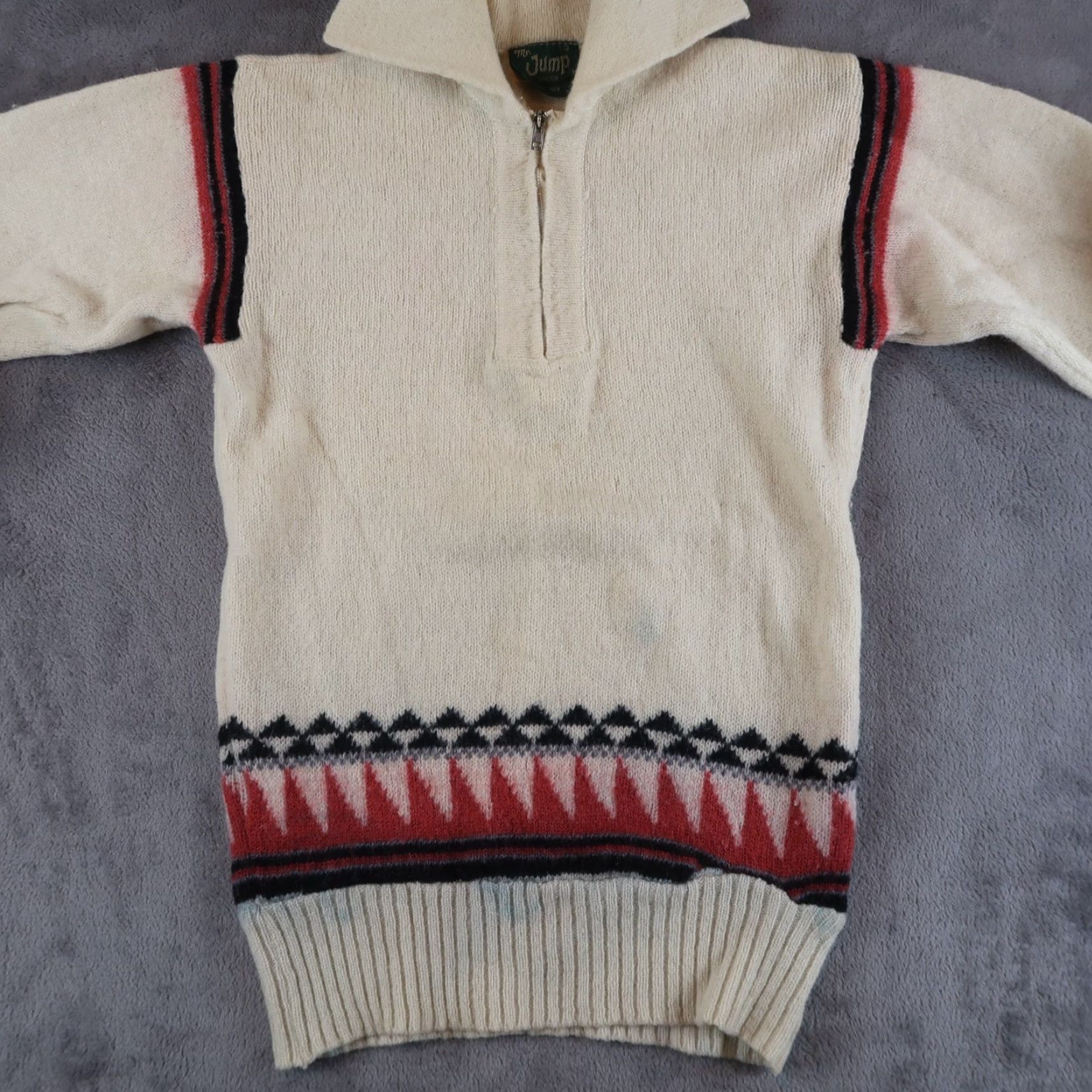 Vintage VINTAGE 1970s Mr Jump Sweater Pullover Size 3 Ivory Wool Blend Aztec Womens Size XS / US 0-2 / IT 36-38 - 5 Thumbnail