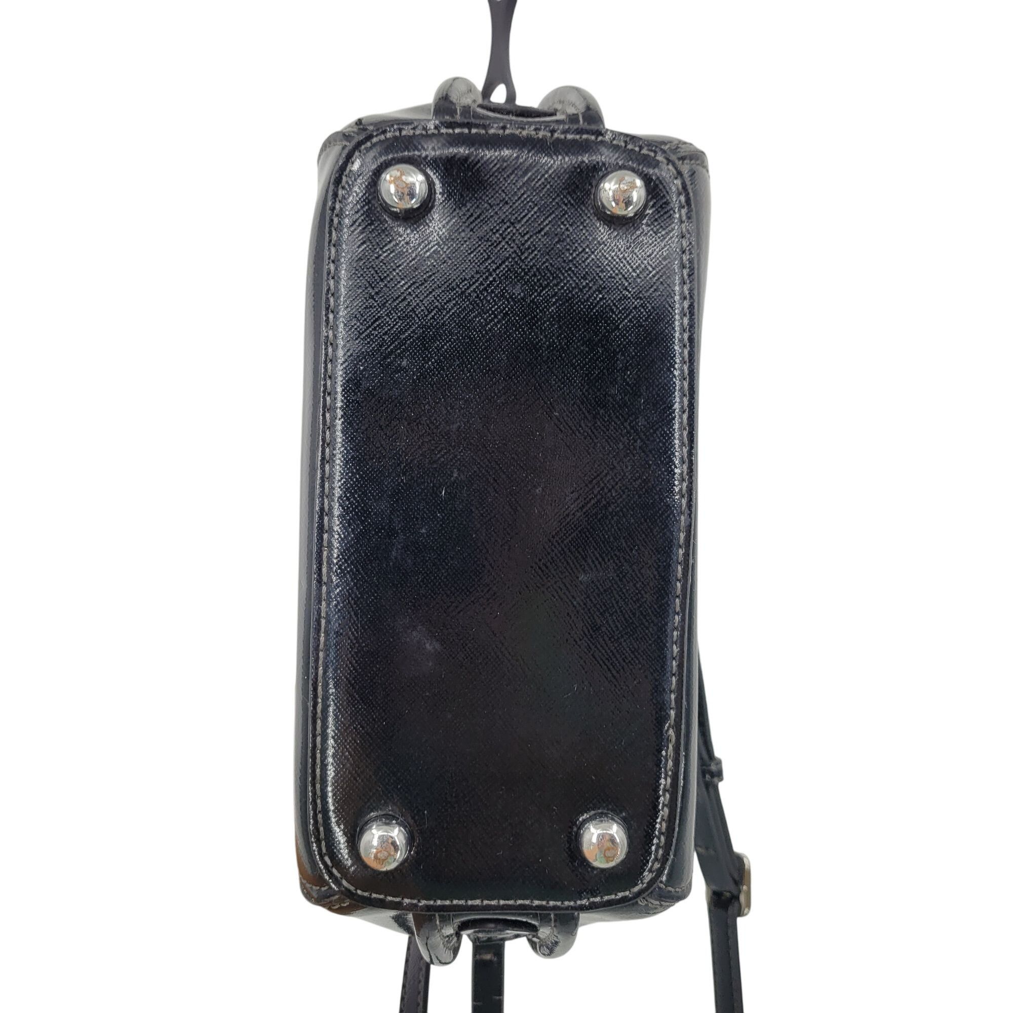 Nine West Vtg Black Faux Patent Leather Mini Top Handle Satchel Crossb Size ONE SIZE - 10 Thumbnail