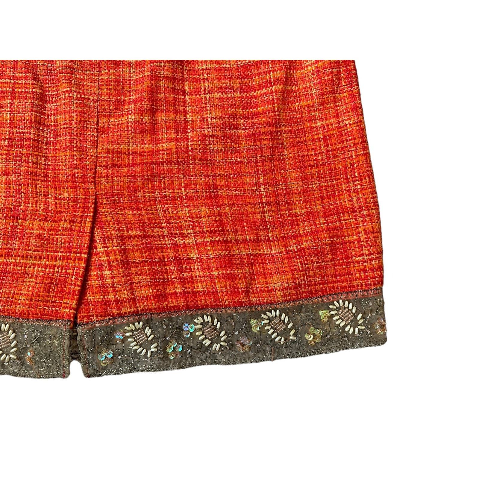 Other Josephine Chaus Medium Orange Tweed-Style Skirt Size 30" / US 8 / IT 44 - 12 Thumbnail