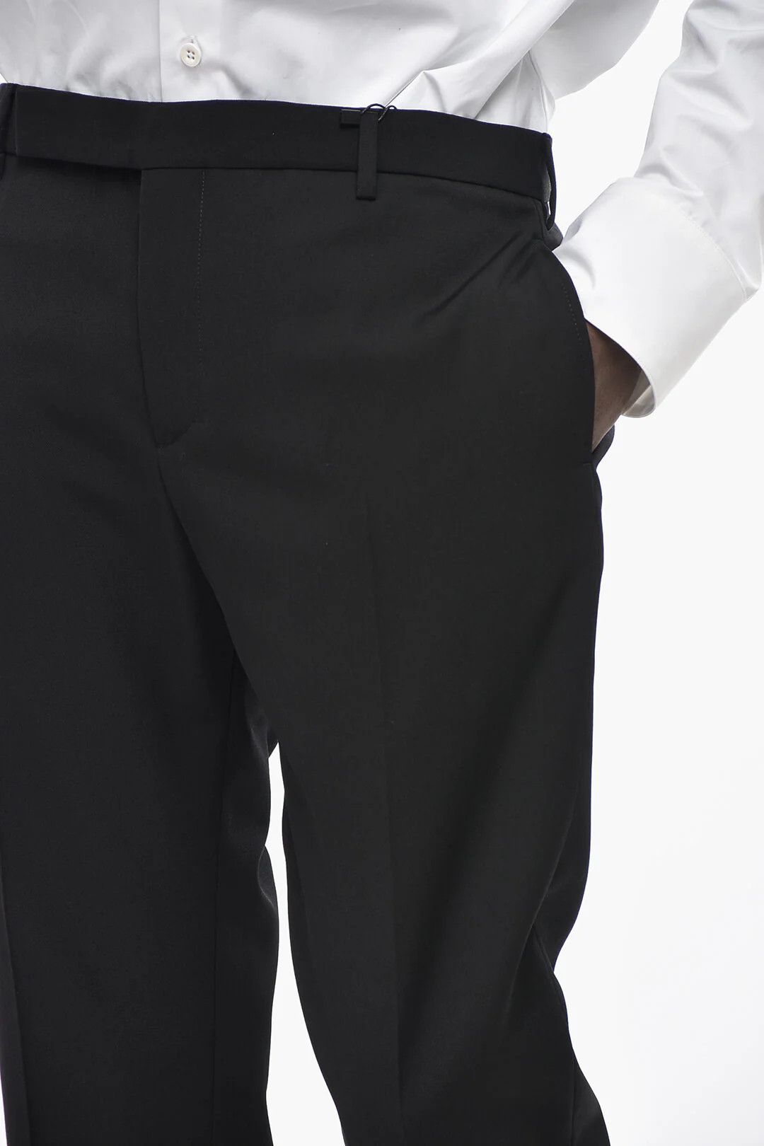 Saint Laurent Paris og1mm0426 Solid-Color Wool Pant in Black Size US 36 / EU 52 - 2 Thumbnail