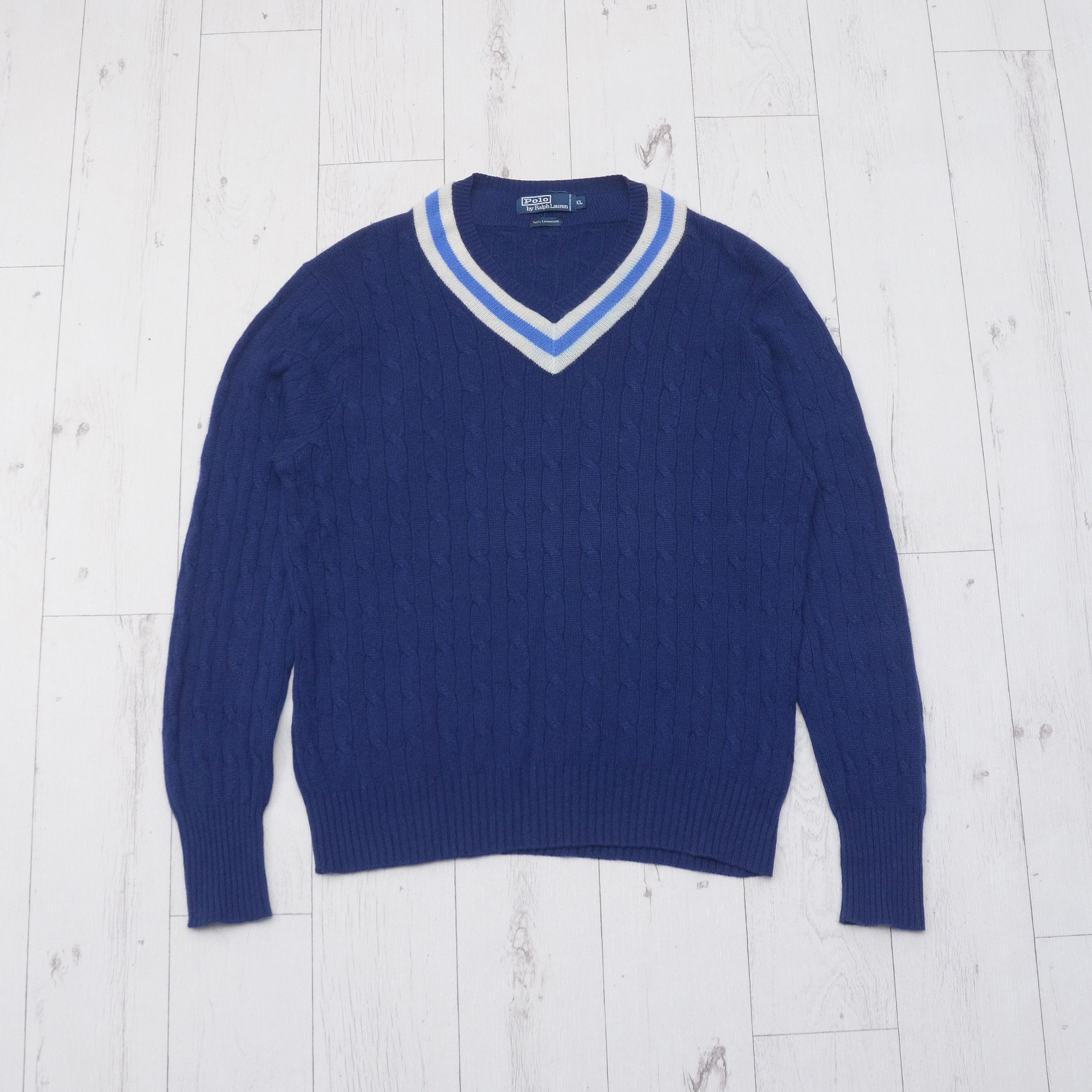 image of Cashmere Wool x Polo Ralph Lauren 100% Cashmere Cable Knit Sweater, Men's (Size XL)