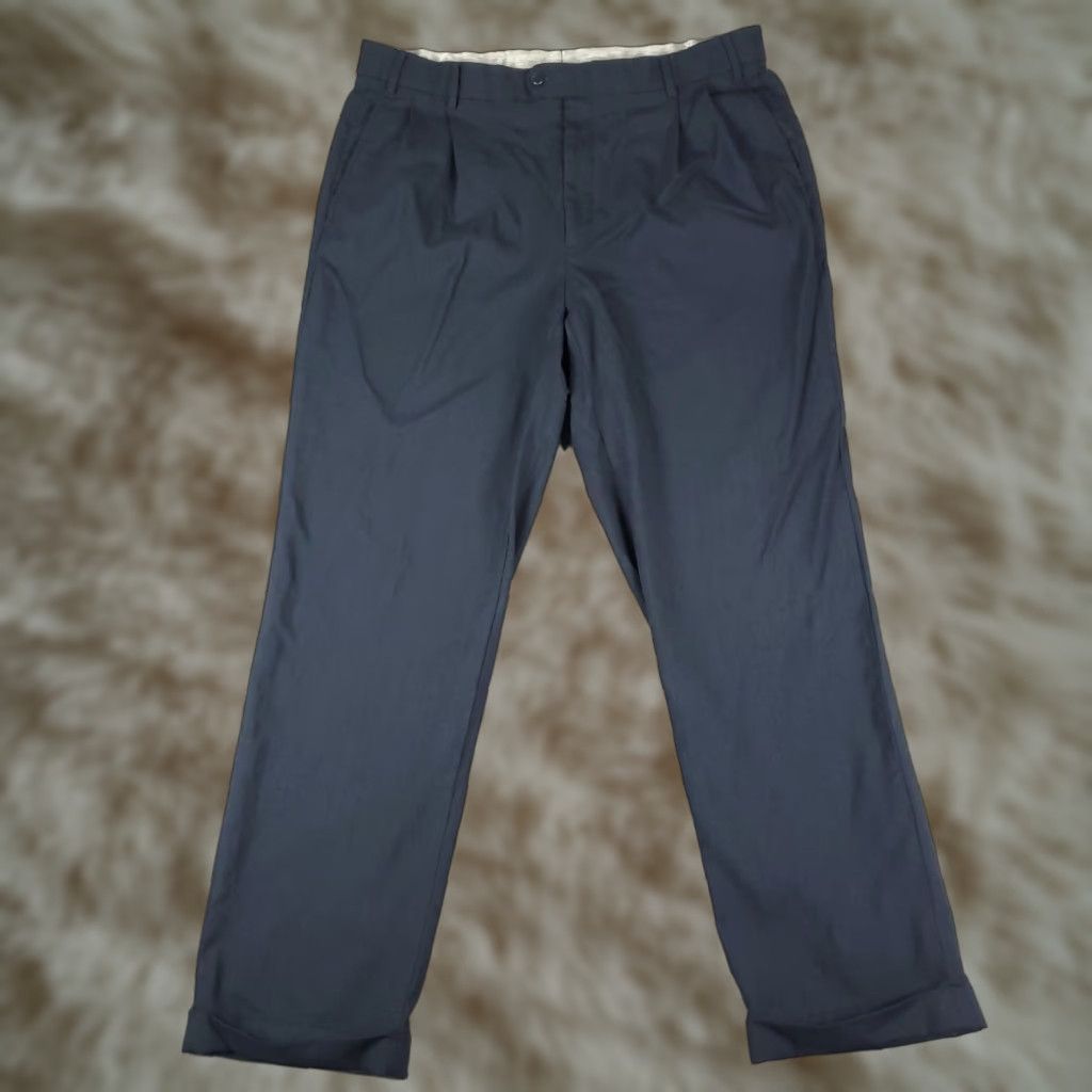 Zanella Zanella Pants Mens 40x32 Blue Pleated Cuffed Dress Slacks Trousers Chino Wool Regular Front Type Pleated Size US 40 / EU 56 - 1 Thumbnail