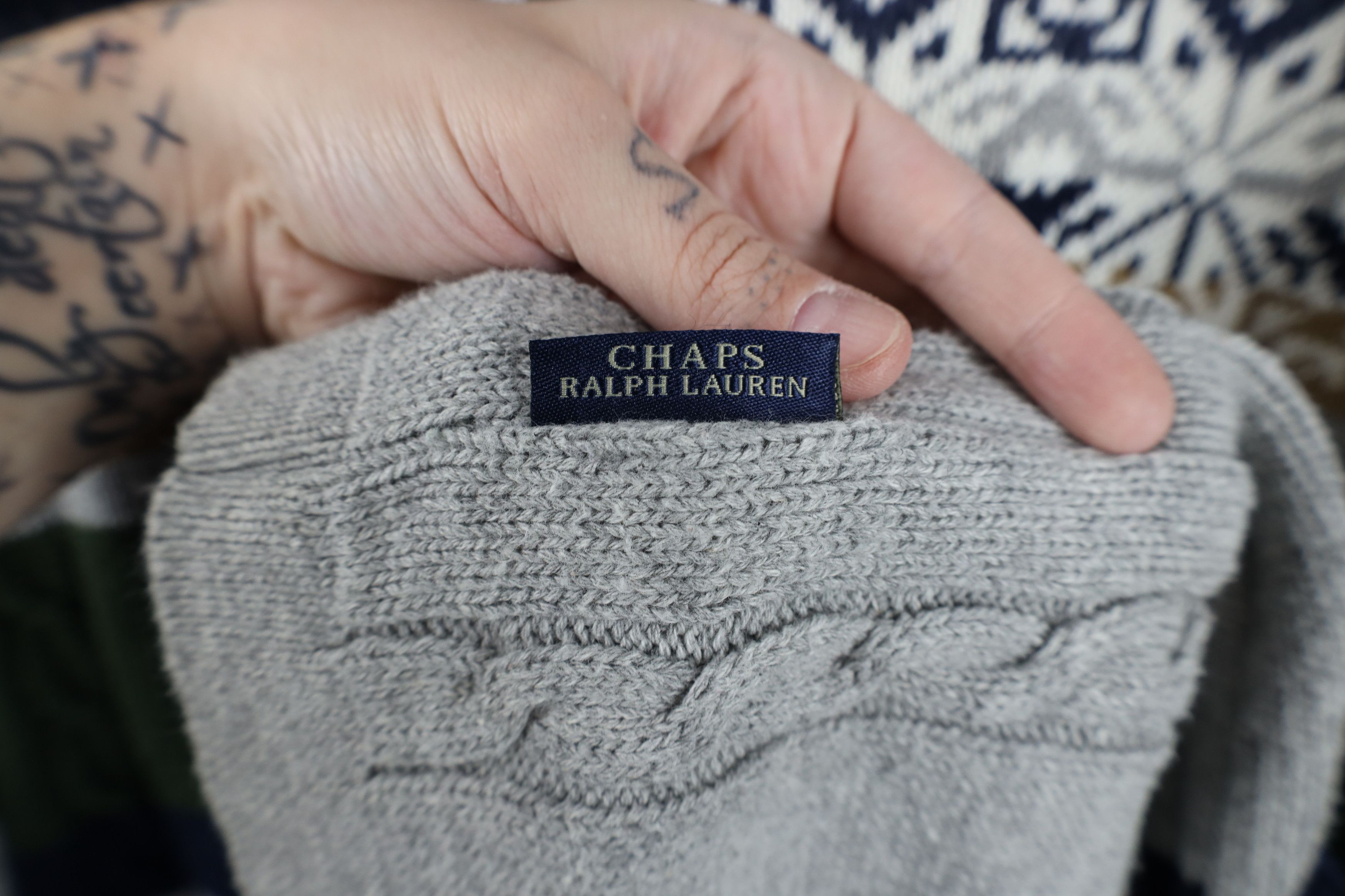 Ralph Lauren Vintage 90s Chaps Ralph Lauren Block Cable Knit Sweater Size US L / EU 52-54 / 3 - 8 Thumbnail