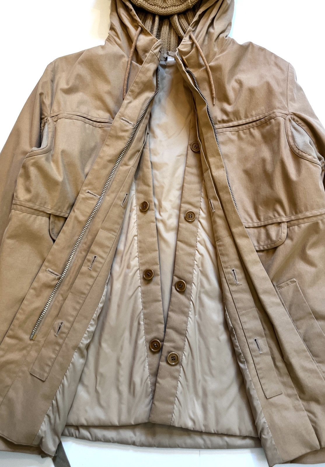 Helmut Lang AW04 Helmut Lang knit hood double-layer bomber/parka jacket Size US L / EU 52-54 / 3 - 6 Thumbnail
