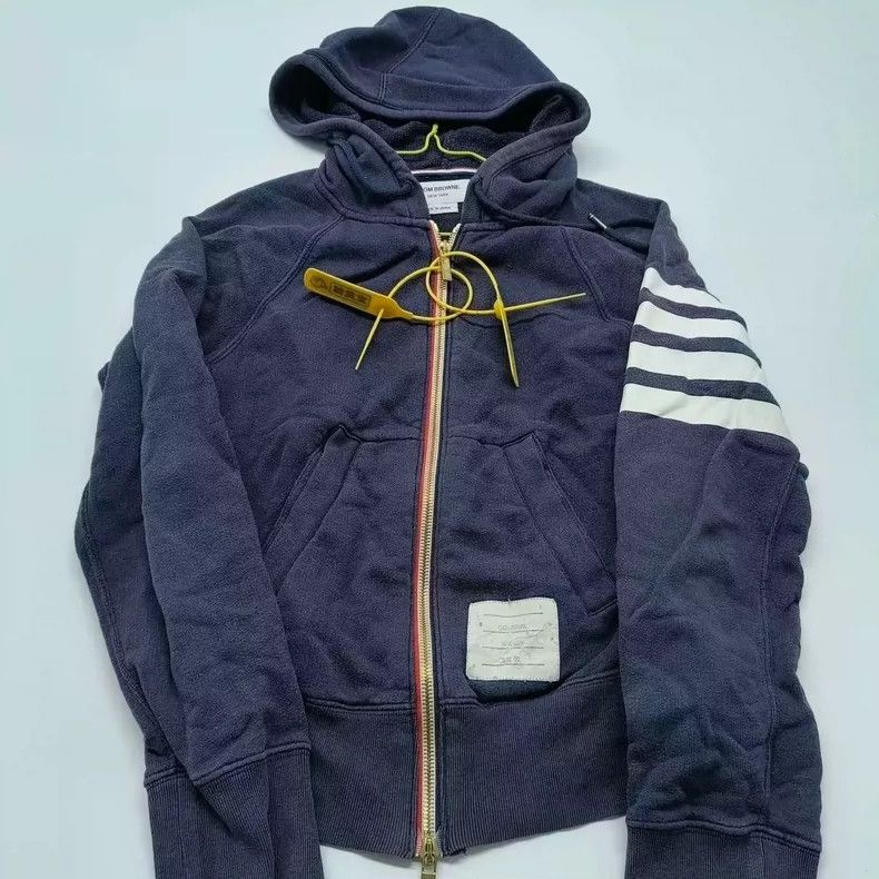 Thom Browne TB Four-Stripe Zip-Up Jacket - dmc Size US XS / EU 42 / 0 - 1 Thumbnail