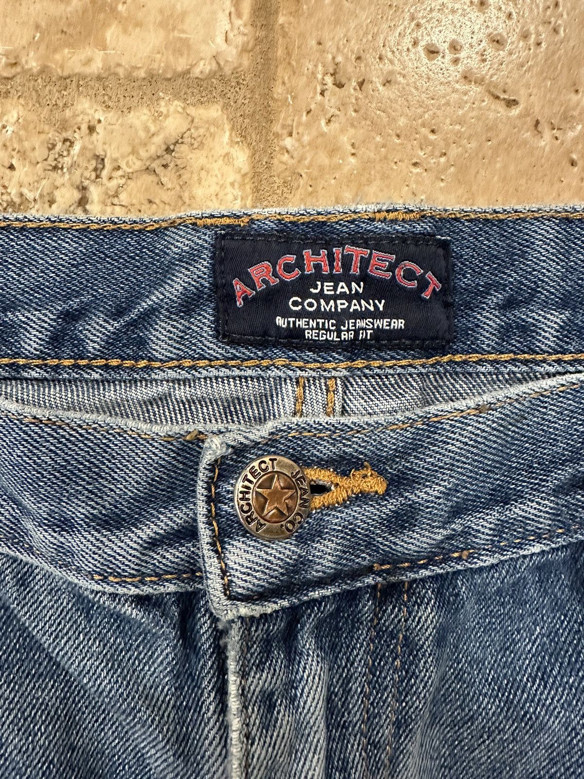 Architect × Vintage Vintage Architect Distressed Stone Paint Denim Blue Jeans Size US 36 / EU 52 - 4 Thumbnail