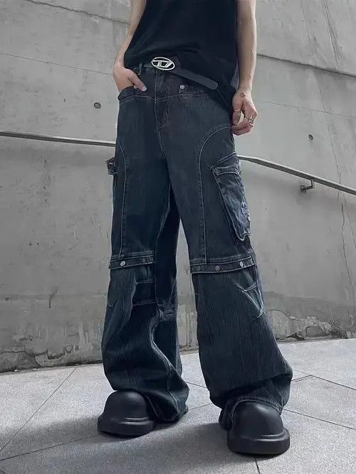 Japanese Brand × Jean Retro heavy duty workwear large pocket wide leg jeans Size US 32 / EU 48 - 2 Thumbnail