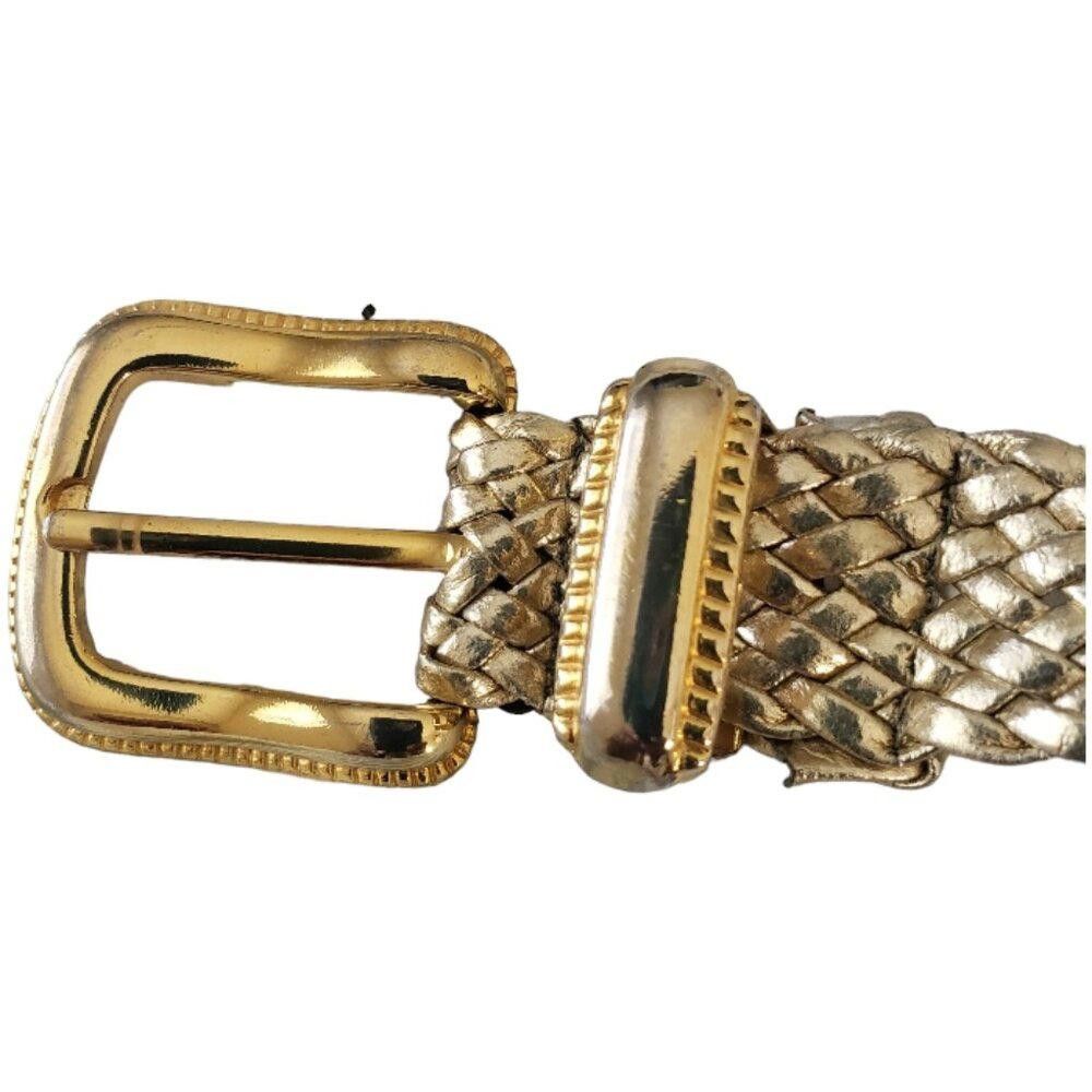 Designer Vintage Gold Braided Leather Ladies Belt Size ONE SIZE - 6 Thumbnail