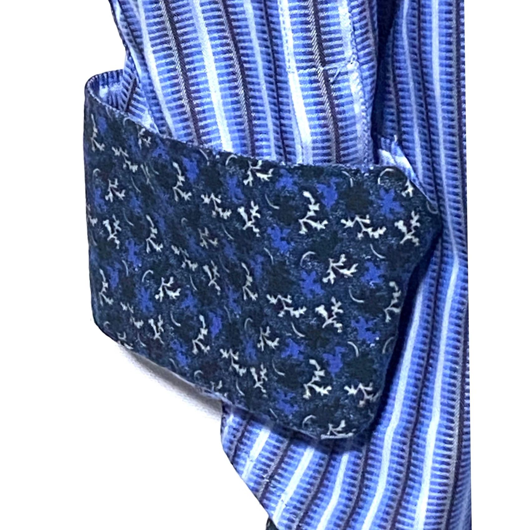 Robert Graham VINTAGE Robert Graham Classic Fit Blue Striped Button Shirt Mens 3XL Flip Cuff Luxury Size US XXL / EU 58 / 5 - 4 Thumbnail