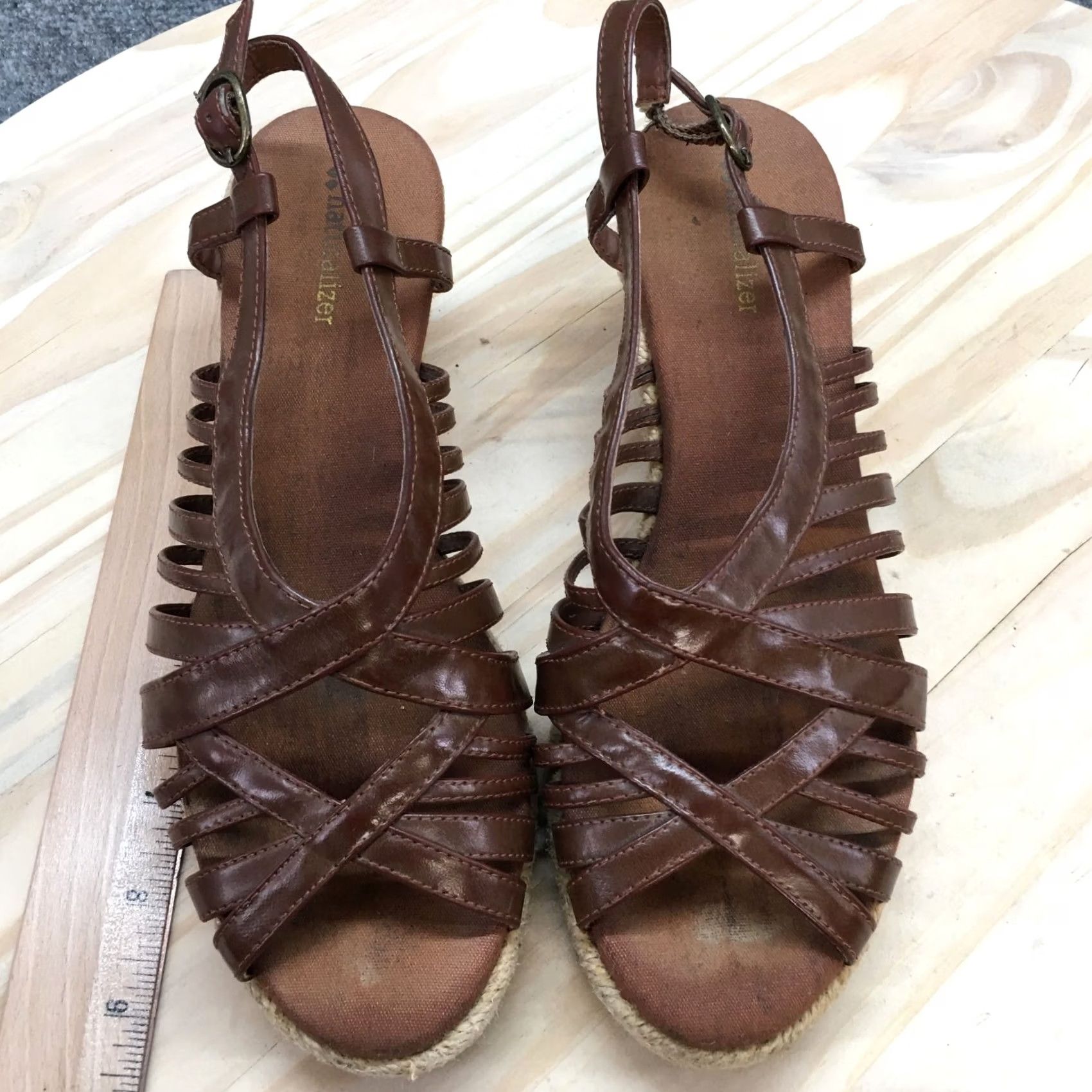 Naturalizer Naturalizer Sandals Womens 8.5 M Espadrille Slingback Brown Leather Wedge Heels Size US 9 / IT 39 - 7 Thumbnail