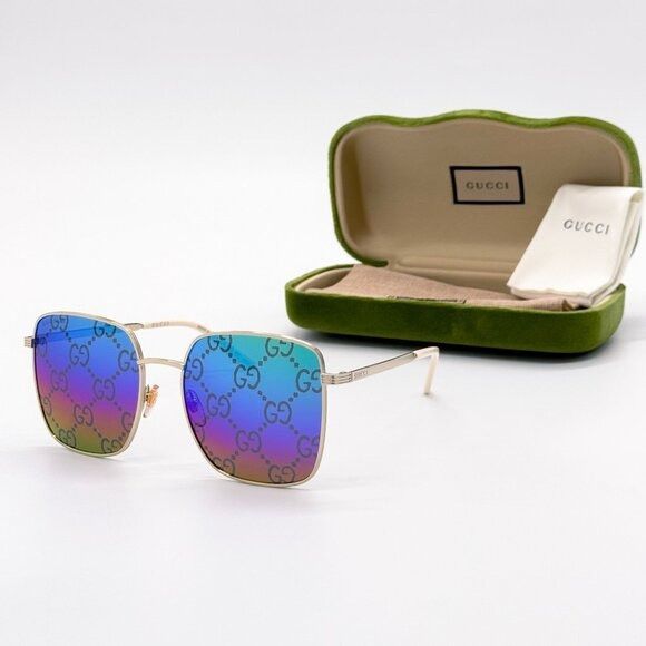 Gucci NEW GUCCI SUNGLASSES GG0802S 004 GOLD WOMEN EYEWEAR GUCCI Size ONE SIZE - 2 Thumbnail
