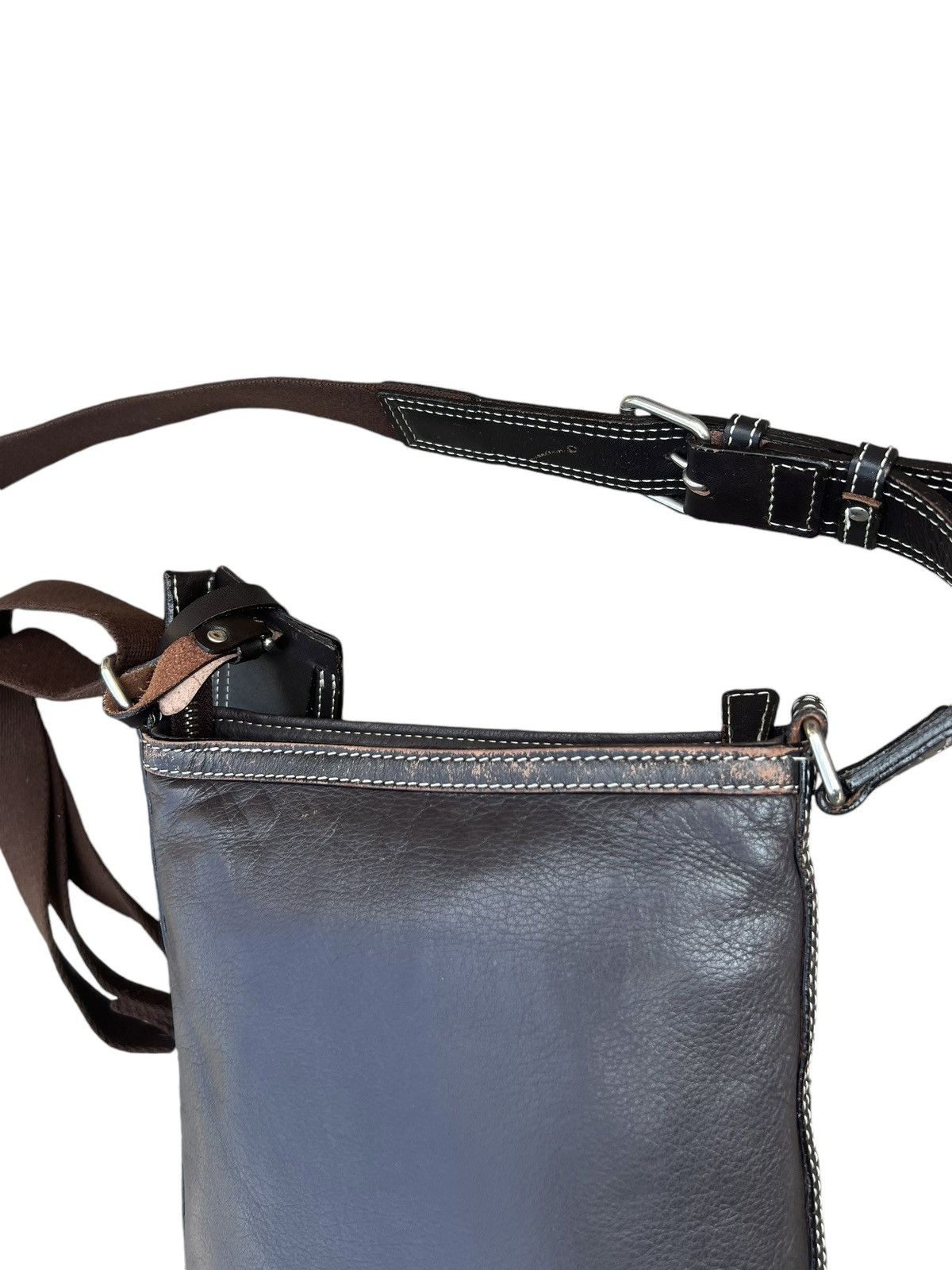 Leather Vintage Kitamura Japan Faded Patina Leather Sling Bag Size ONE SIZE - 11 Thumbnail