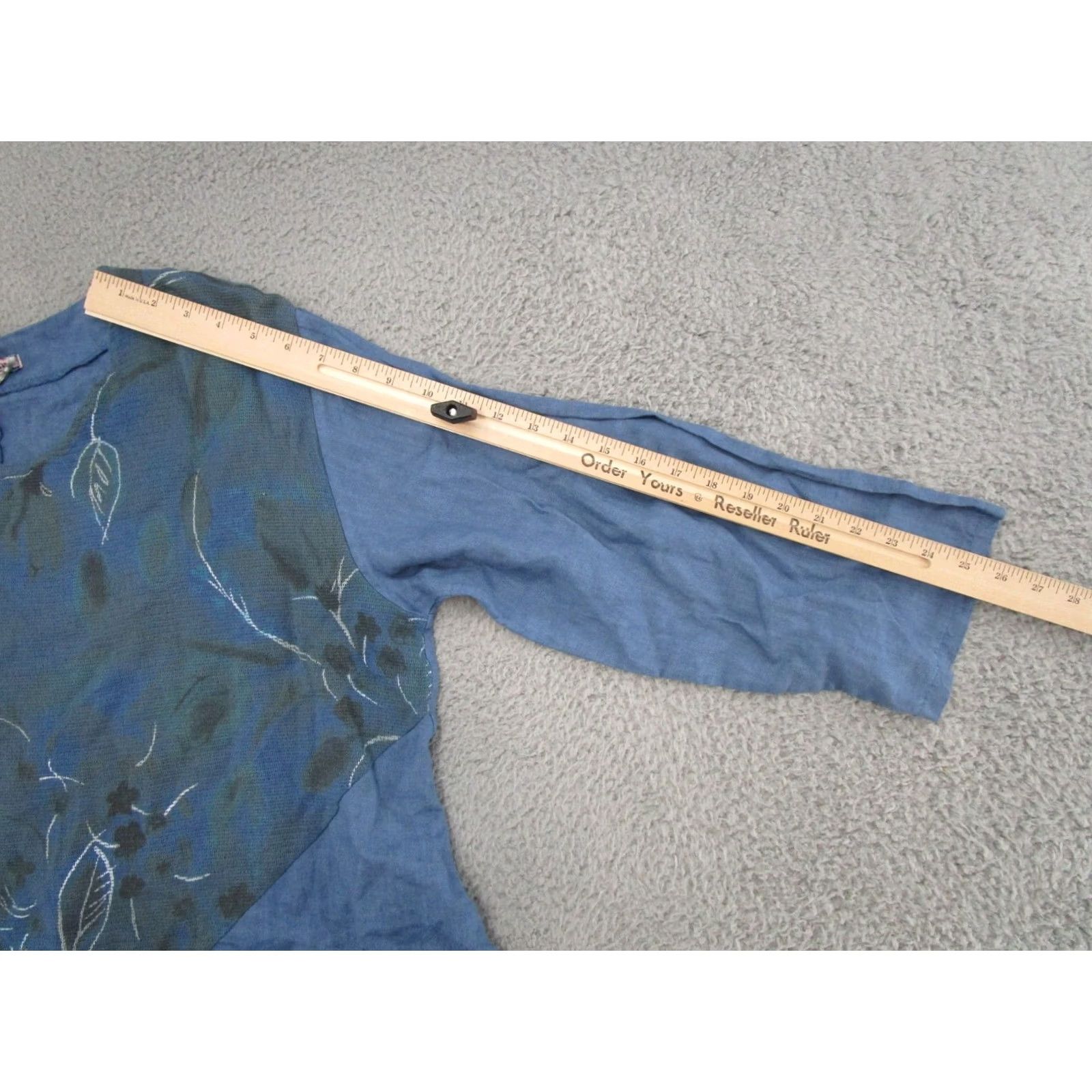 Vintage Obsession Floral Linen Tunic Dress Blue READ Womens One Size Long Shirt Dress Italy Made Size ONE SIZE - 7 Thumbnail