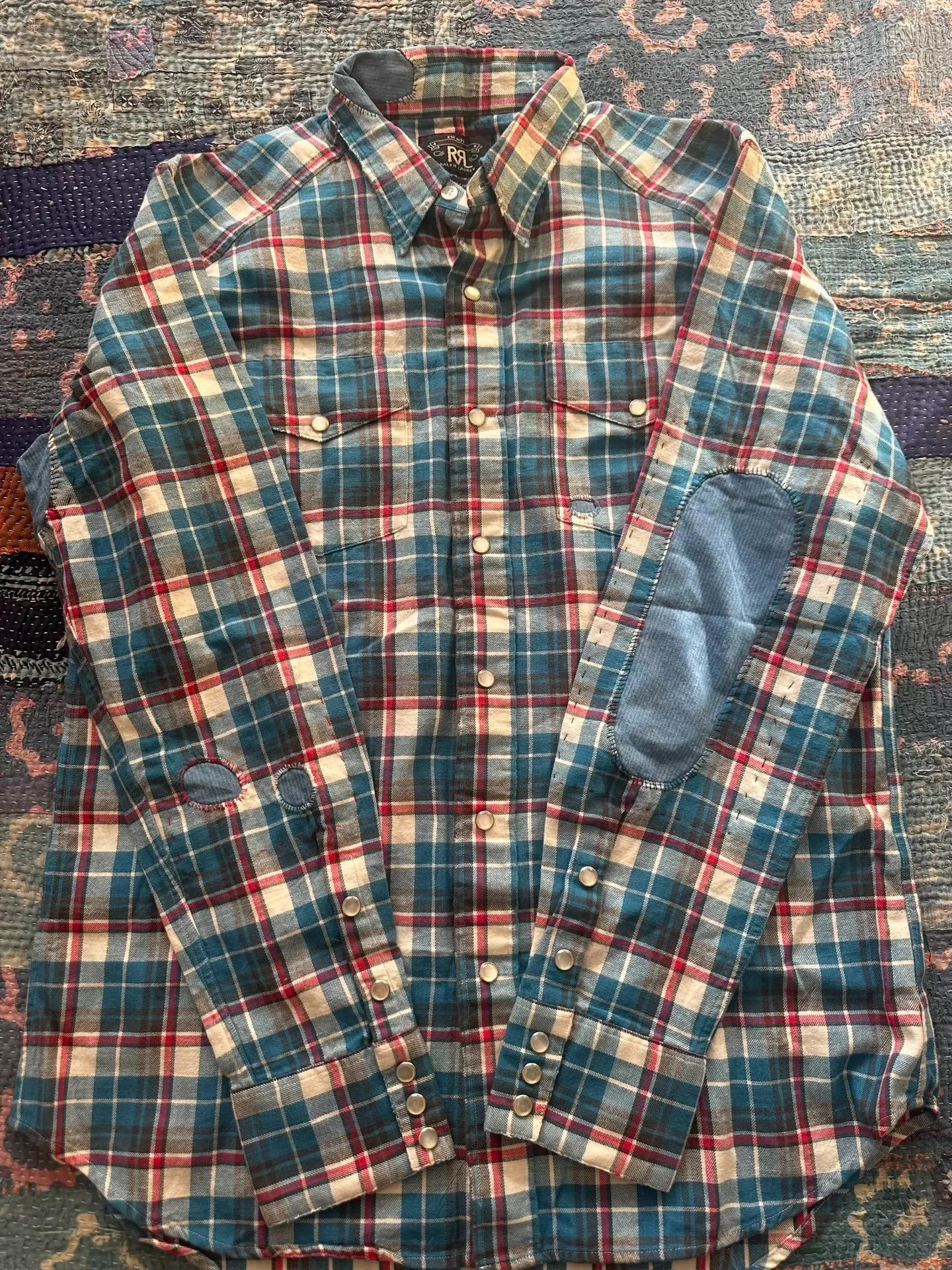 RRL Ralph Lauren rrl Check Patch Distressed Work Shirt India M Size US M / EU 48-50 / 2 - 5 Thumbnail