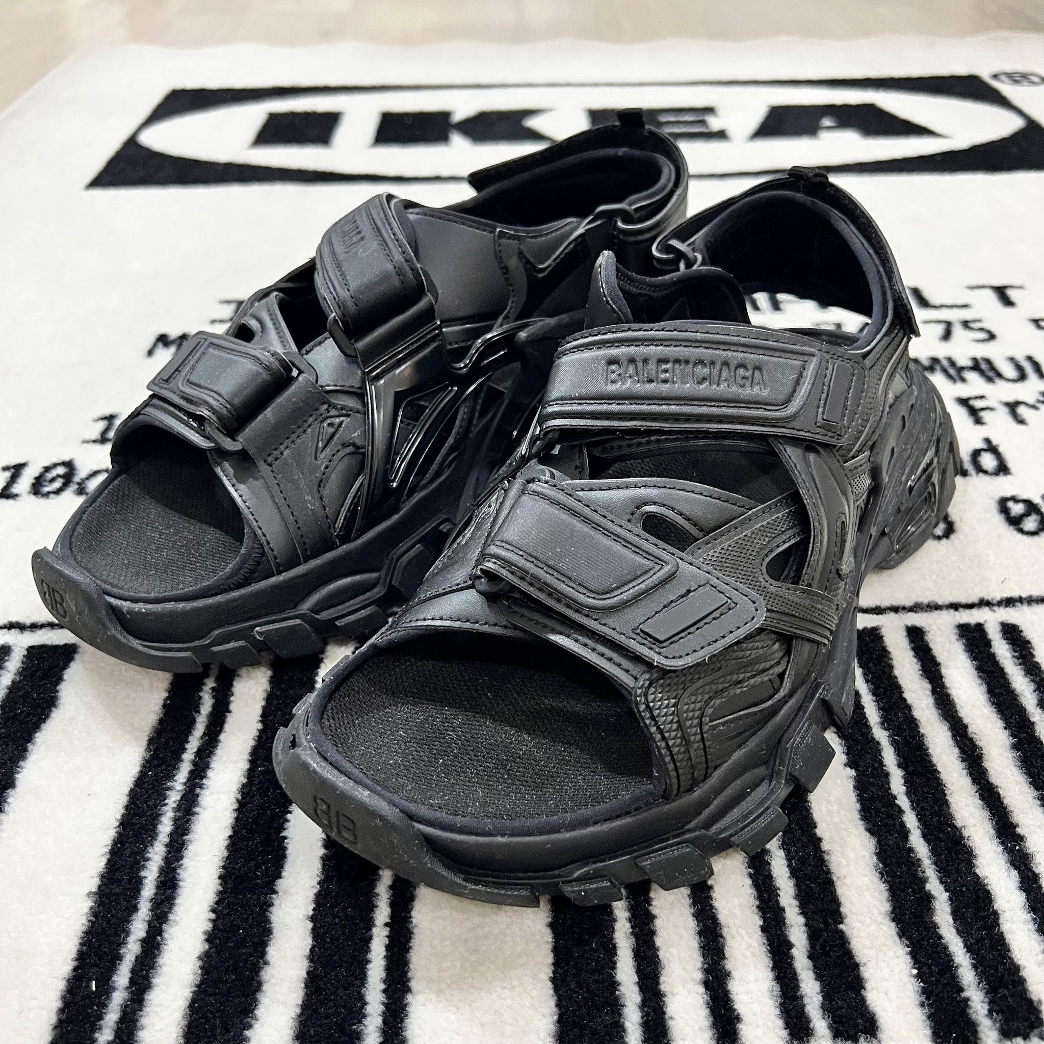 image of Authentic Balenciaga Track Sandal Black - Size 42Eu/9Us in Black White, Men's