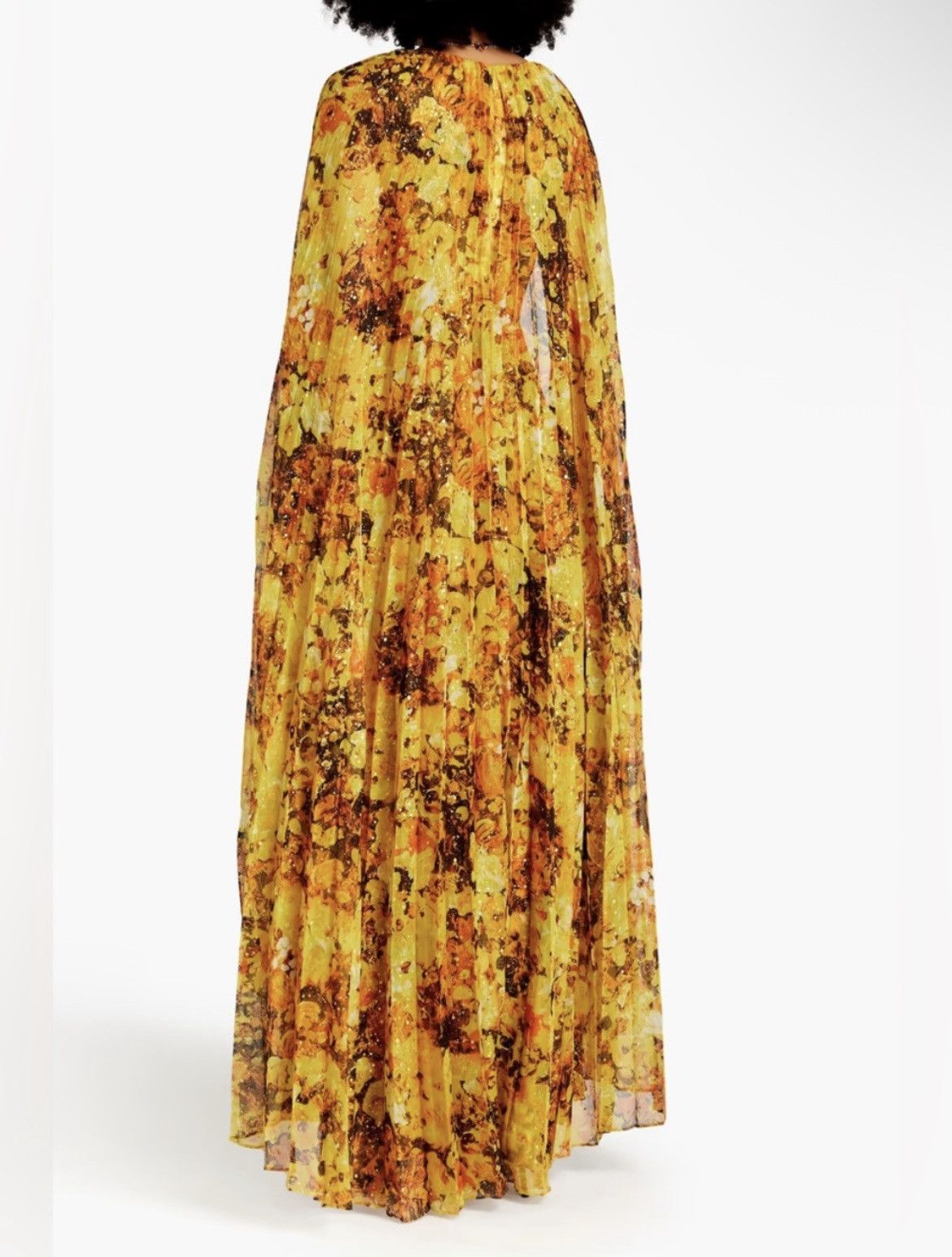 Marchesa MARCHESA NOTTE Cape-effect pleated floral-print chiffon Gown Size S / US 4 / IT 40 - 3 Thumbnail