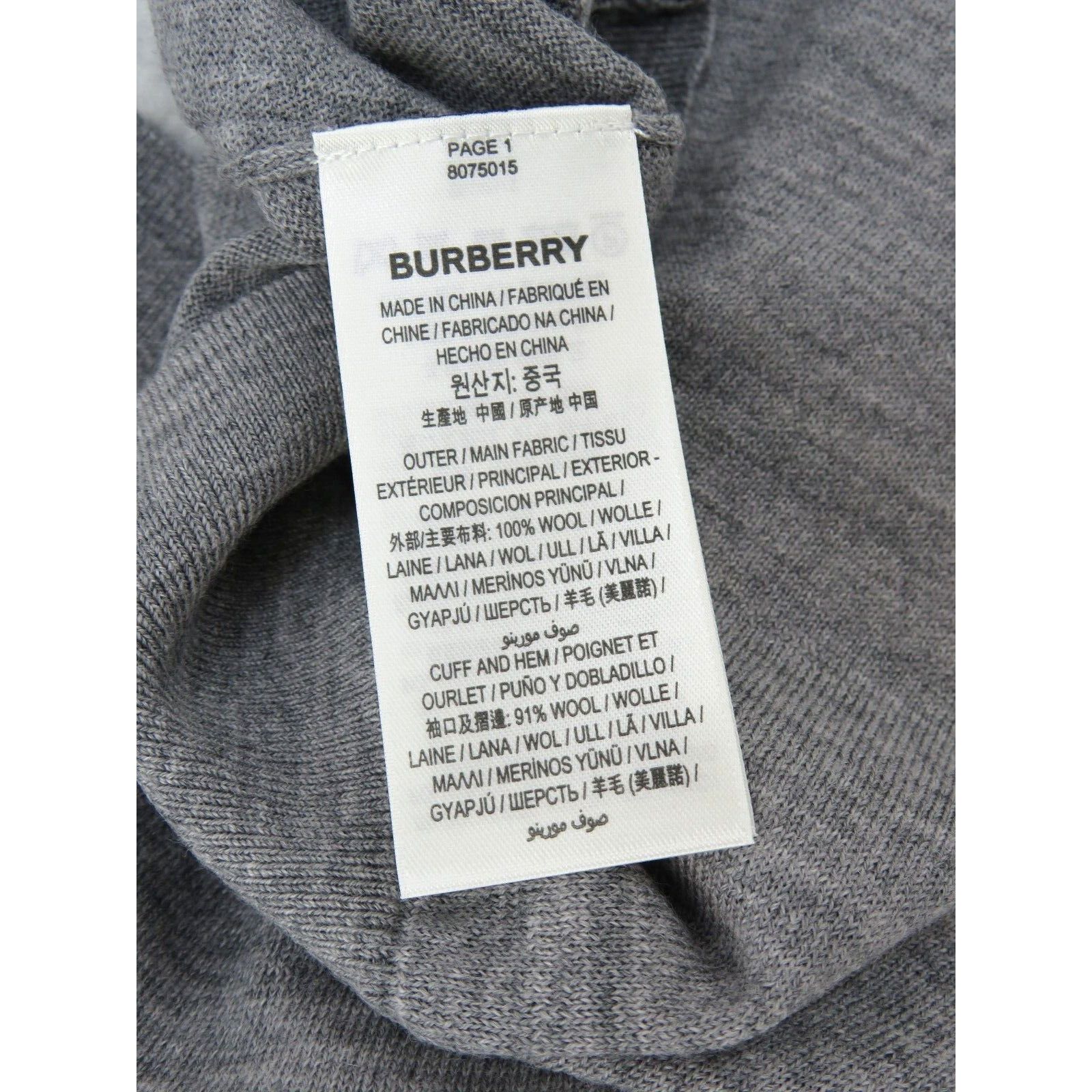 Burberry BEMPTON GRAY WOOL ELBOW CHECK PATCHES PULLOVER SWEATER L Size L / US 10 / IT 46 - 10 Thumbnail