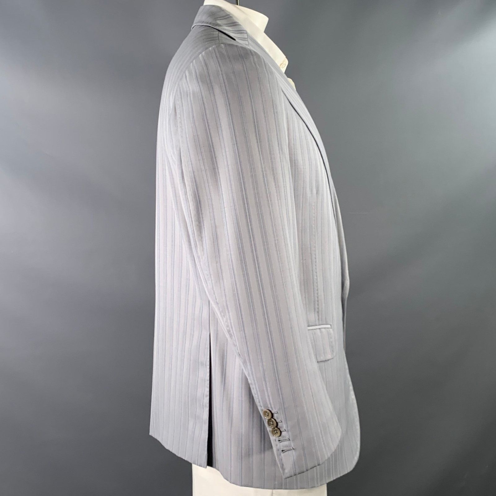 Other ASTOR & BLACK 44 Grey Blue Stripe Single Breasted Sport Coat Size 44R - 2 Thumbnail