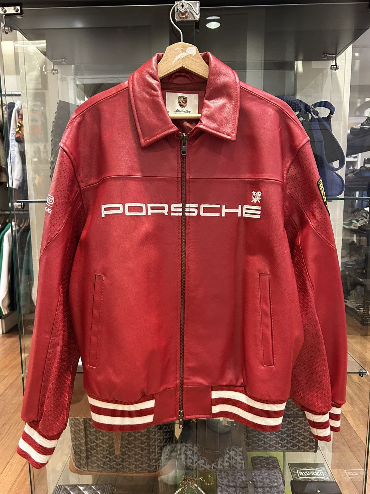 Aime Leon Dore Porsche 993 Leather Jacket - Red